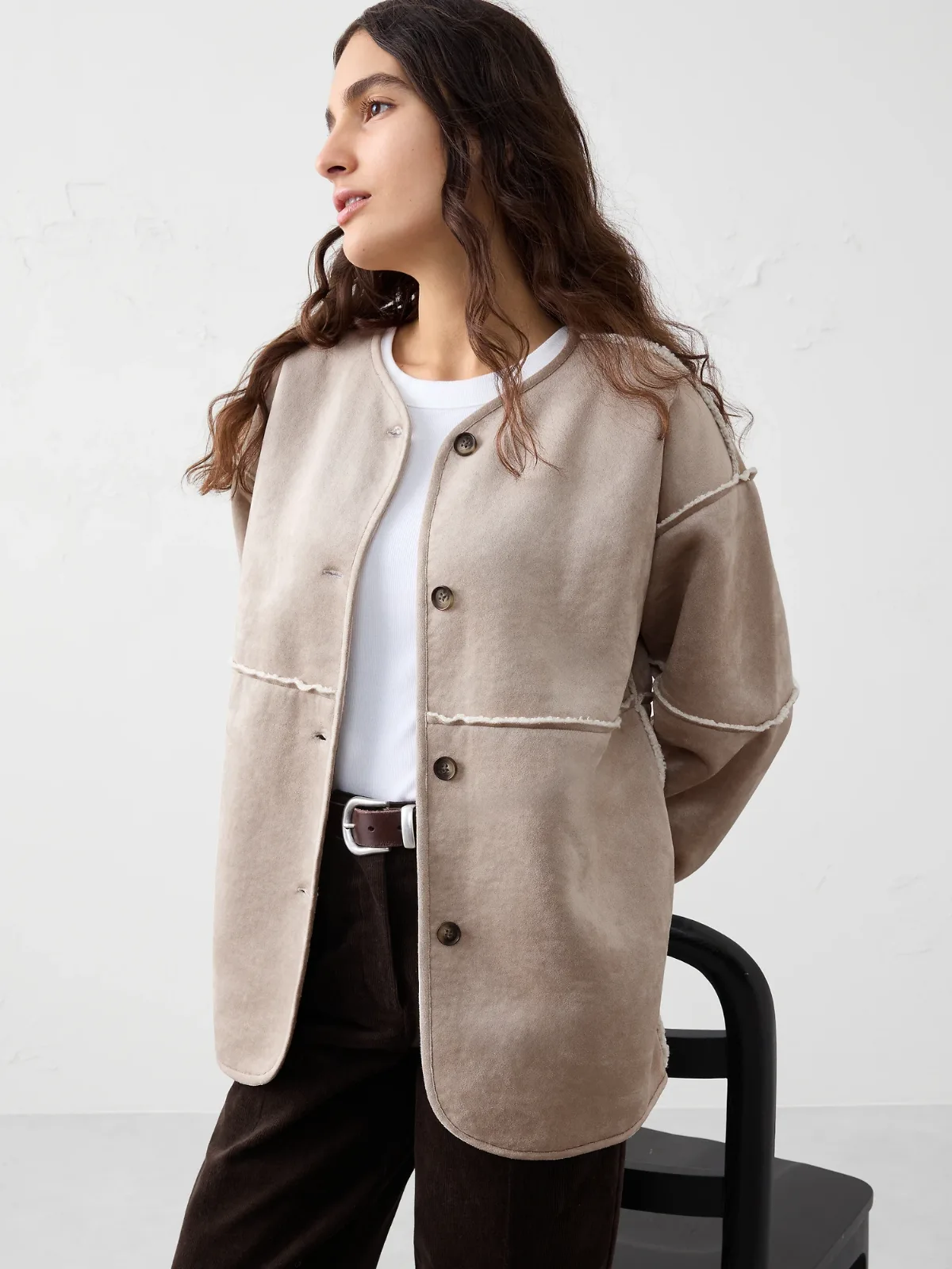 Reversible Vegan Suede Sherpa Jacket by Banana Republic