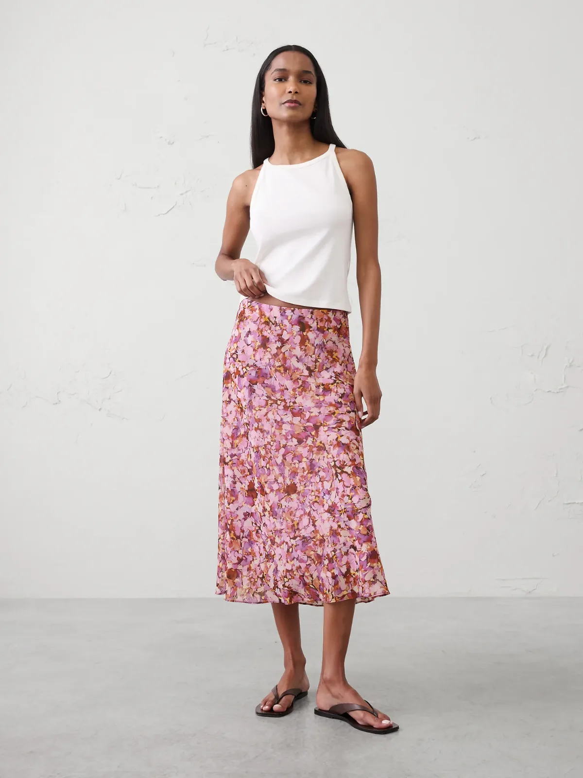 Chiffon Bias Midi Skirt