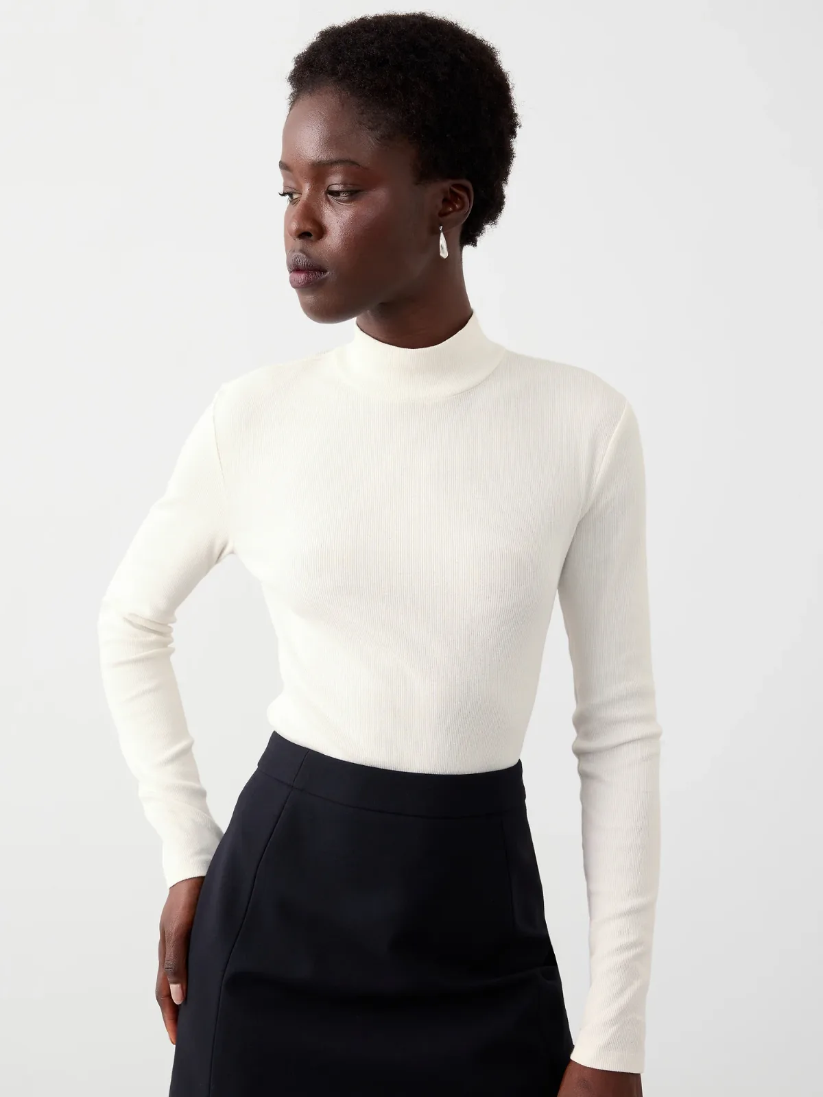 Ribbed Mock-Neck Top by Banana Republic