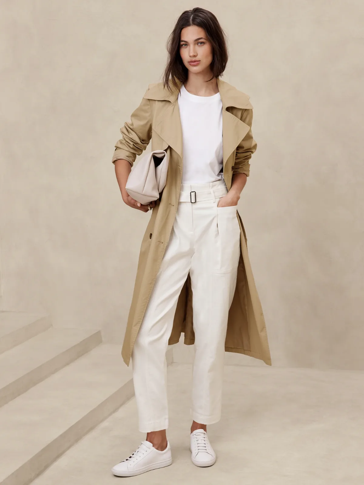 Twill Belted Tapered Pant by Banana Republic