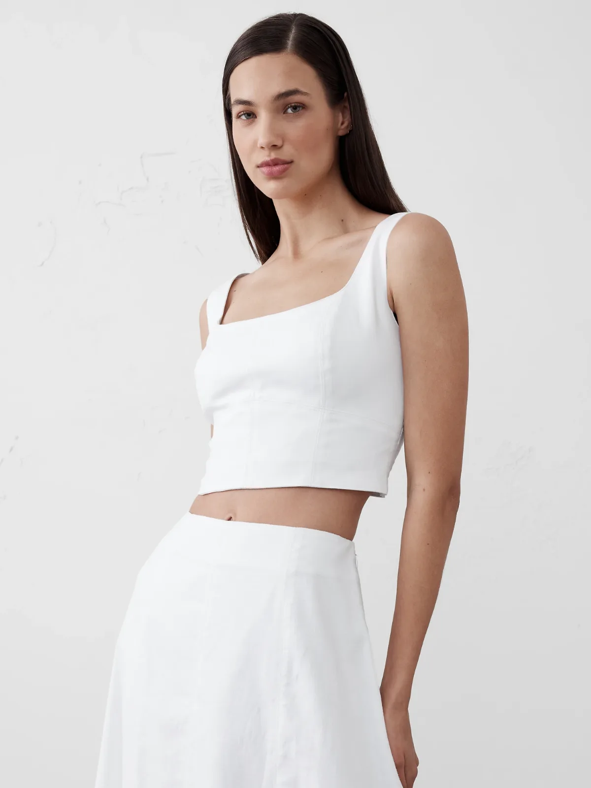 Linen-Blend Square-Neck Bustier by Banana Republic