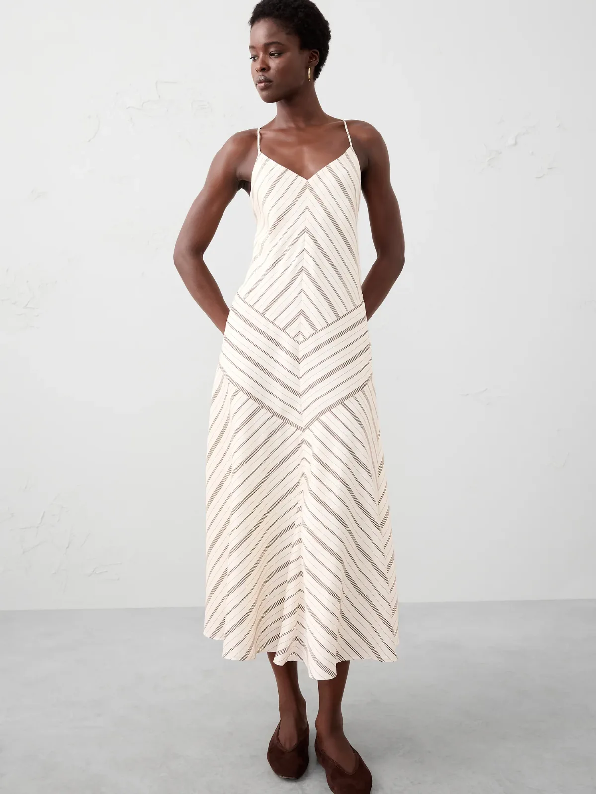 Strappy V-Panel Midi Dress by Banana Republic