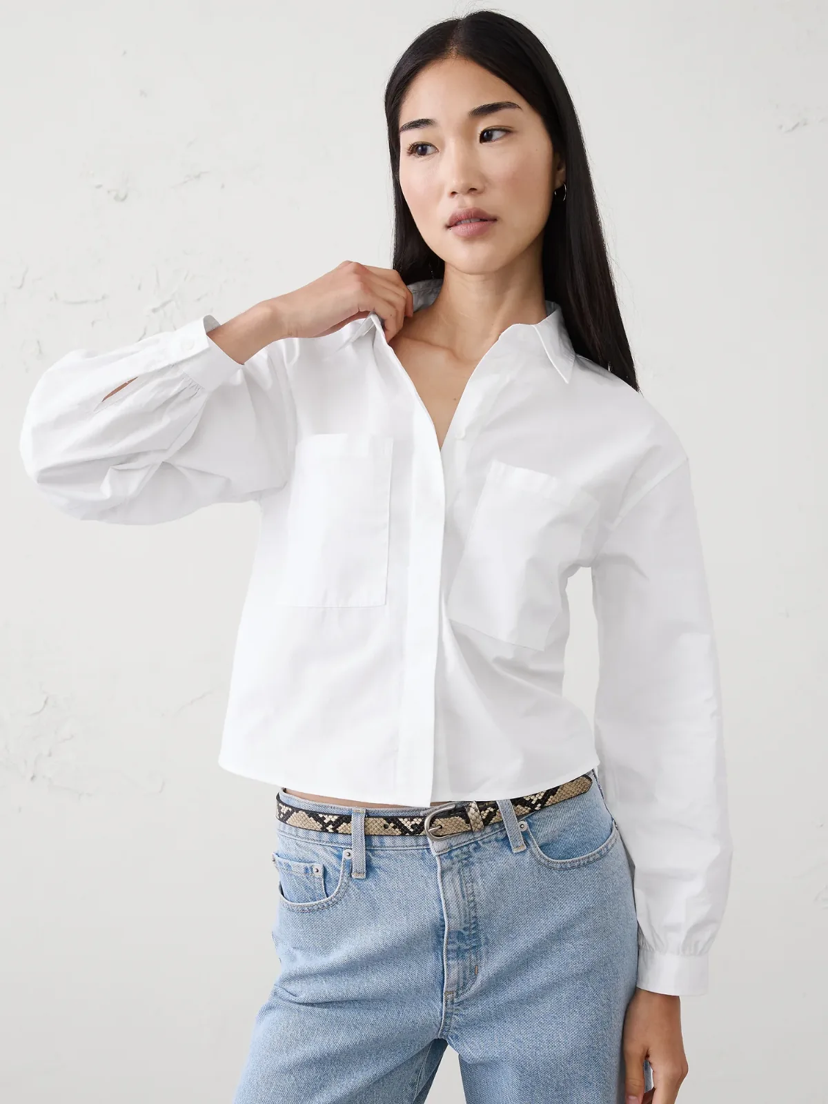 Cropped Double Pocket Shirt by Banana Republic