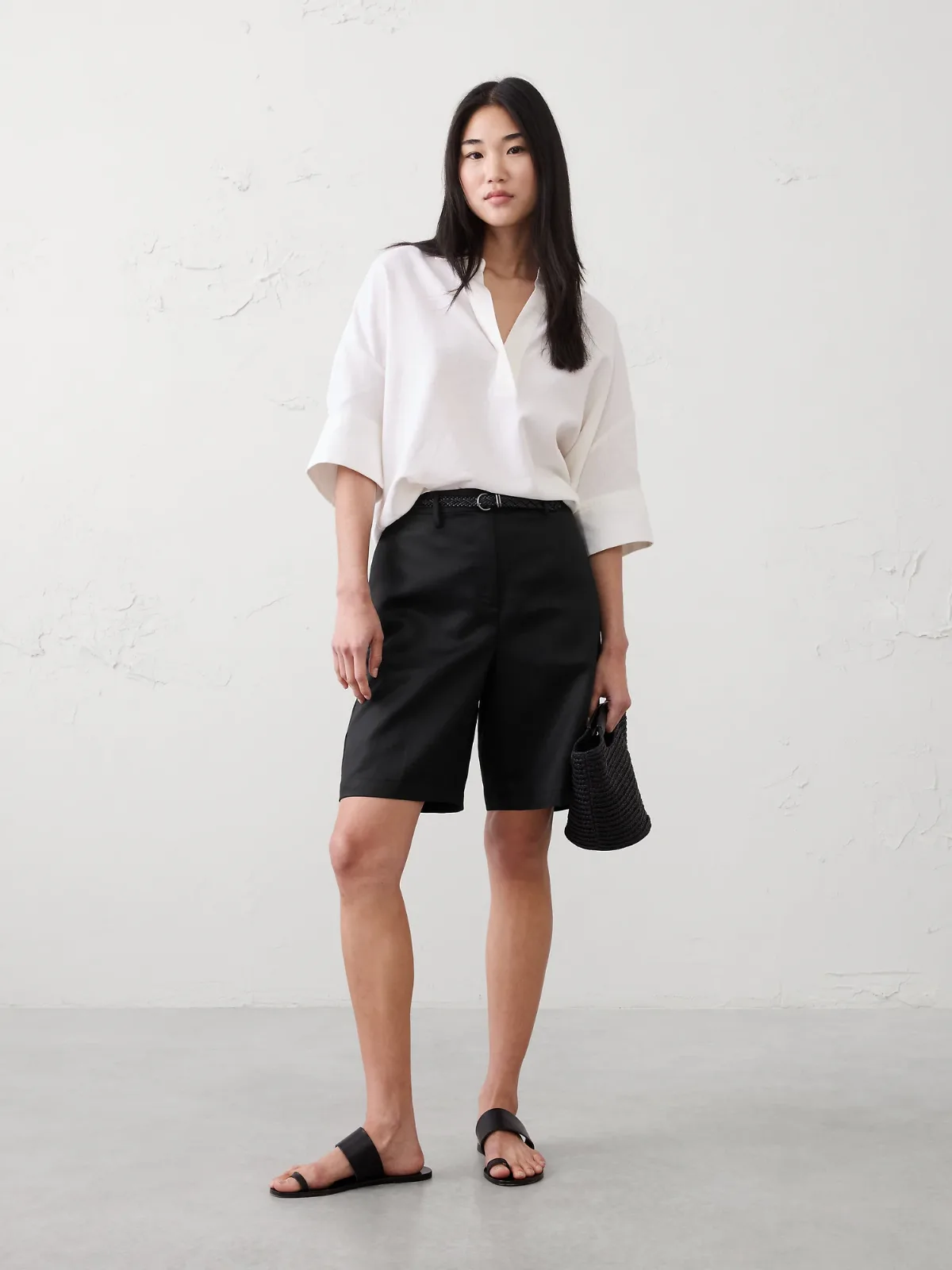 Linen-Tencel High-Rise Bermuda Short by Banana Republic