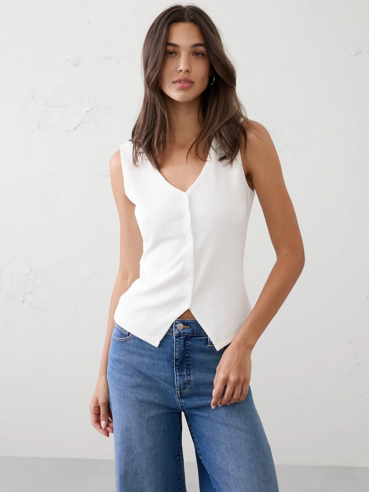 Jacquard Crinkled Vest Top