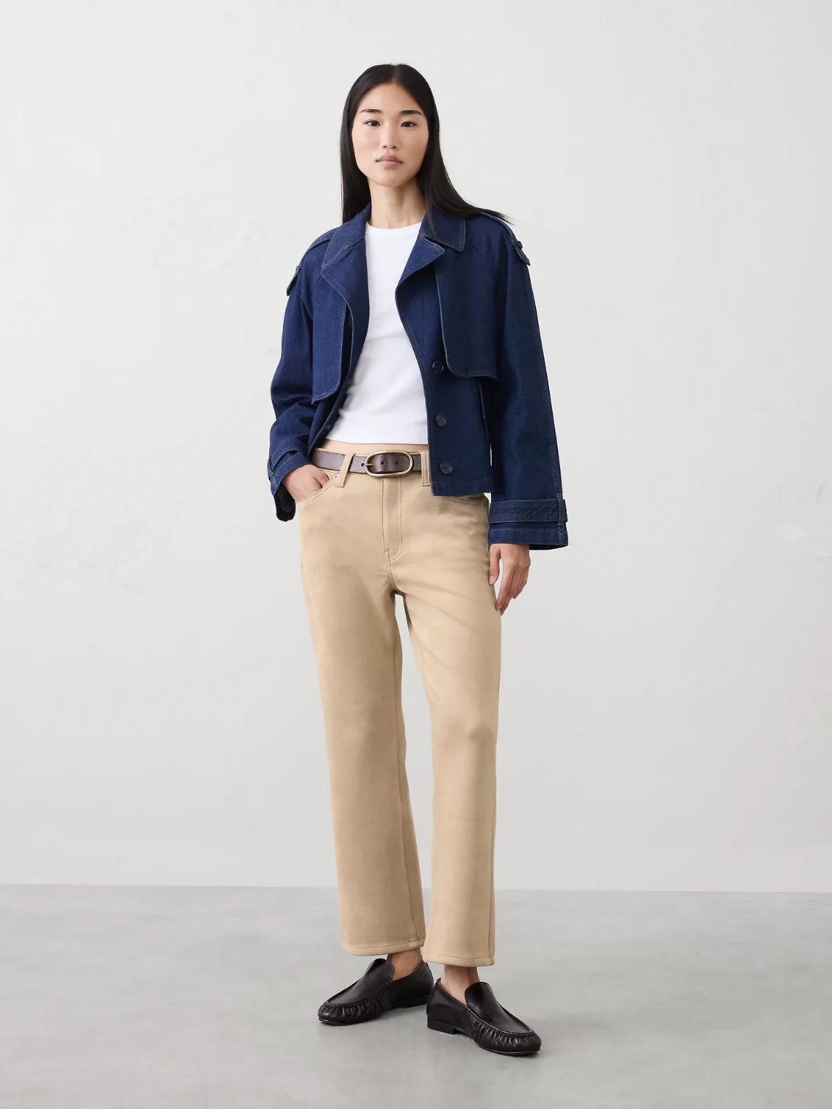 Kick Flare High-Rise Vegan Suede Cropped Pant - Stone by Banana Republic