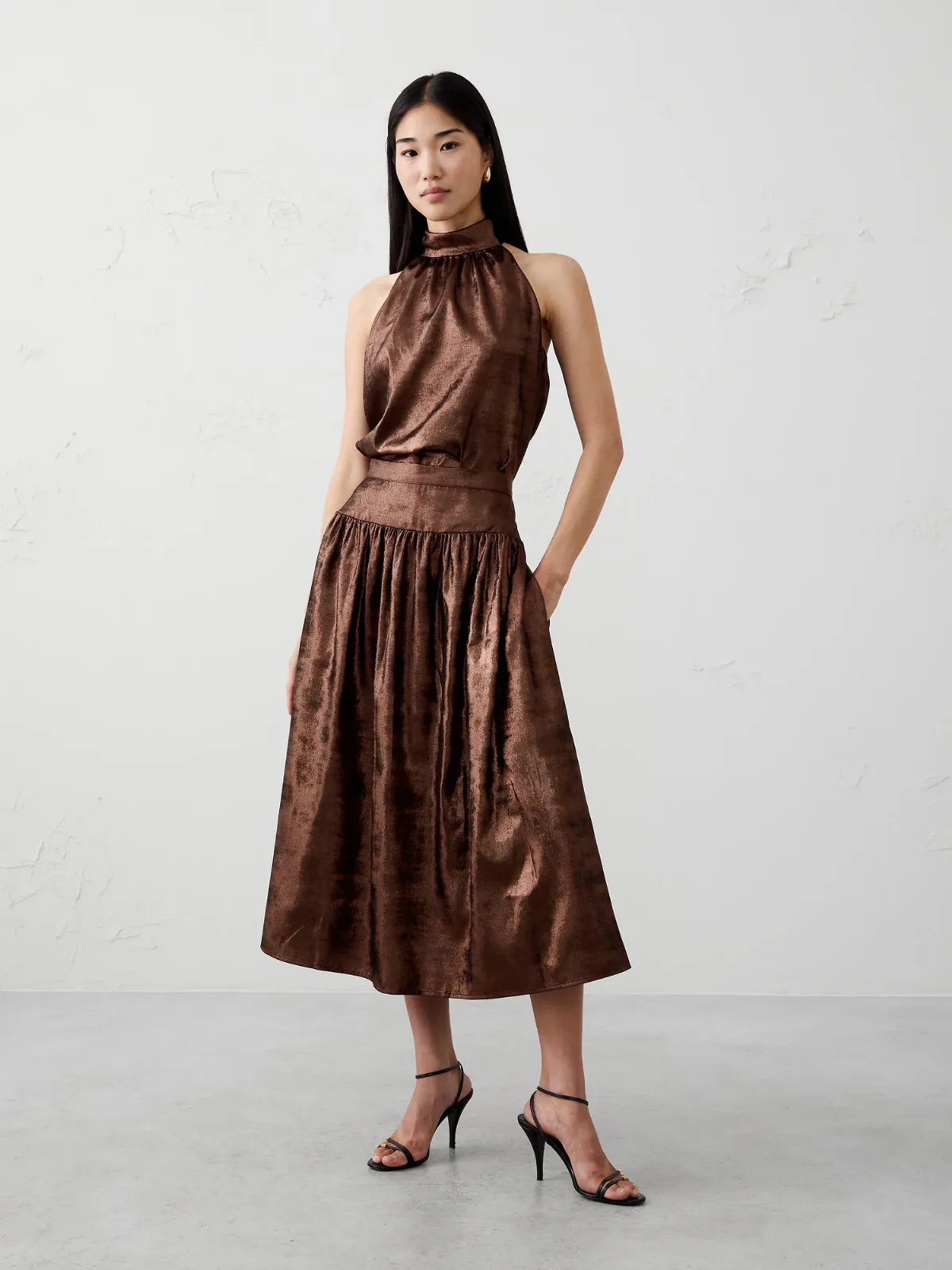 Metallic Midi Skirt by Banana Republic