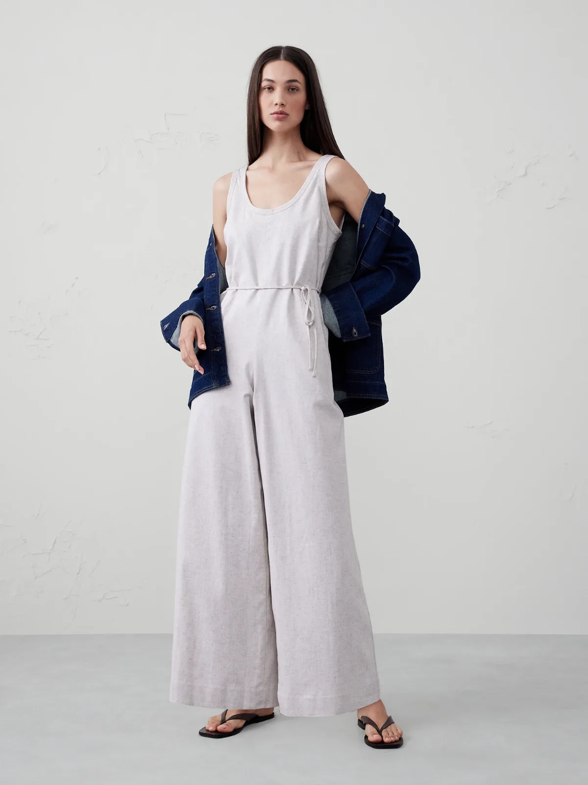 Linen-Blend Wide-Leg Jumpsuit by Banana Republic