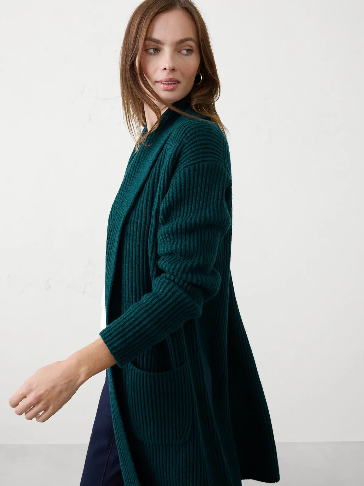 Oversized Ribbed Shawl-Neck Sweater Coat by Banana Republic