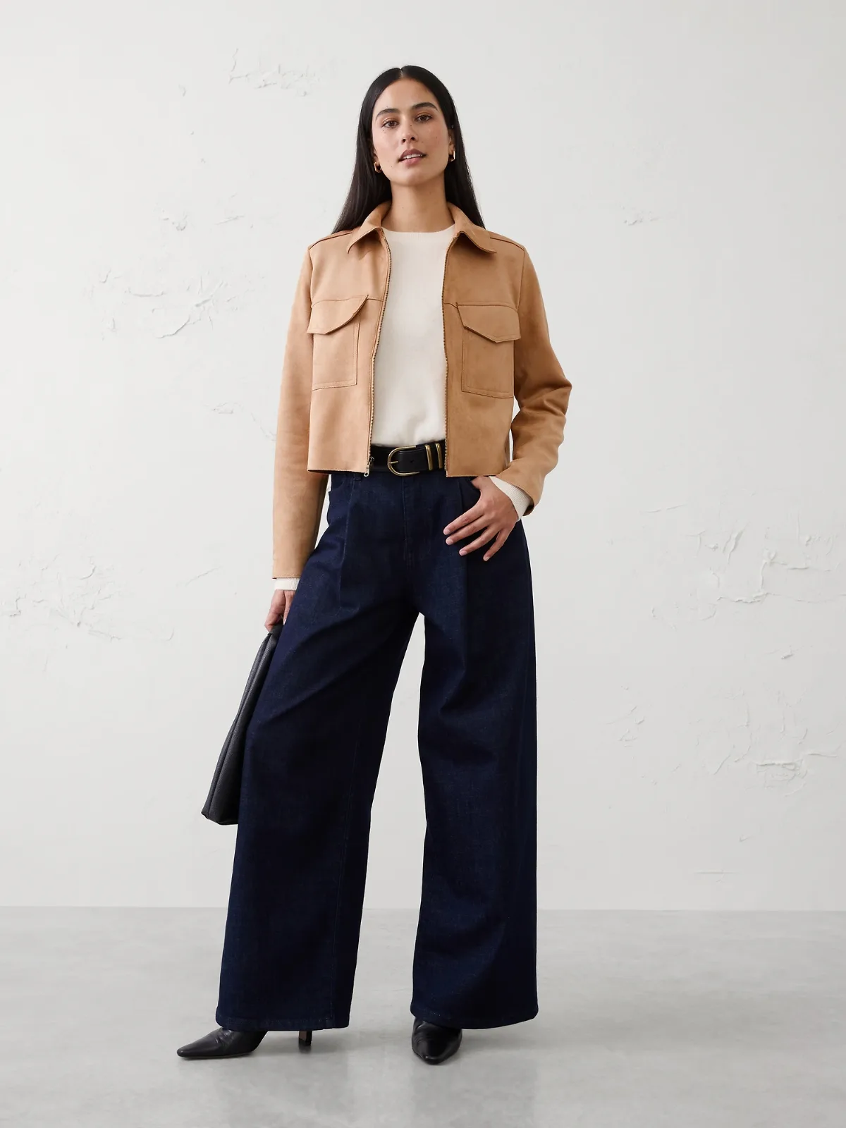 Vegan Suede Cropped Jacket by Banana Republic