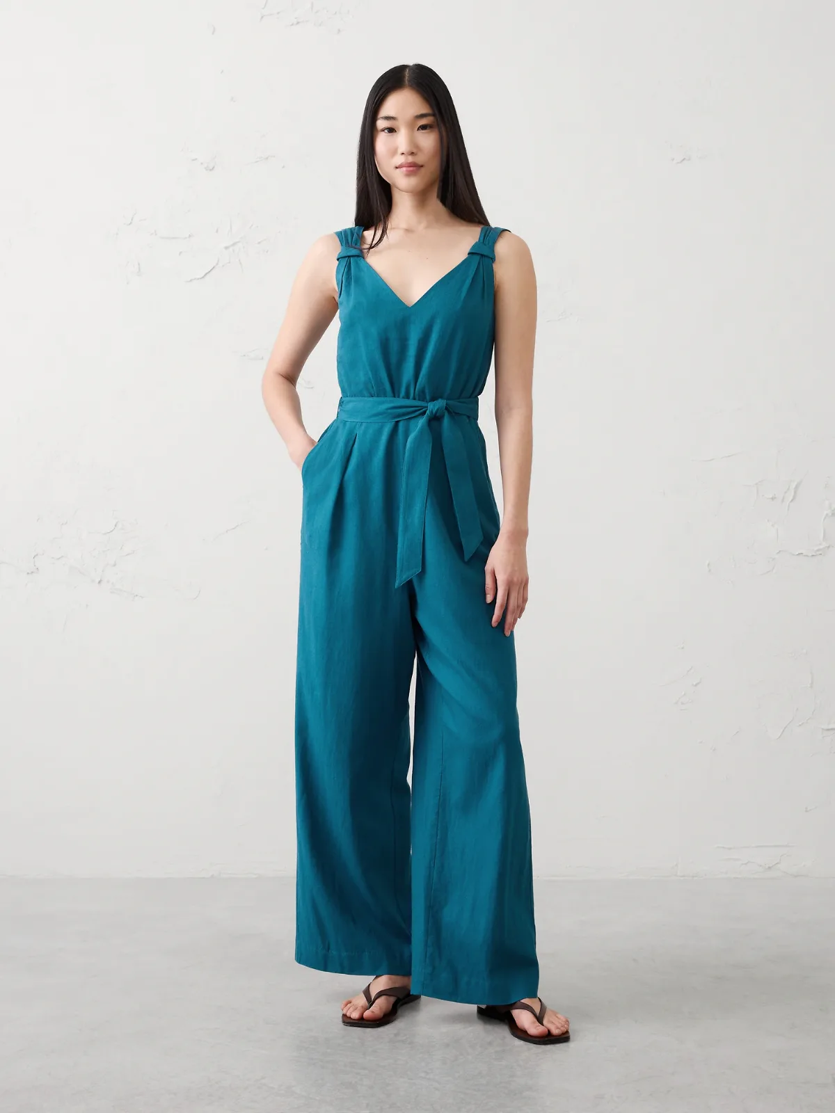 Linen-Blend Origami Knot Jumpsuit by Banana Republic