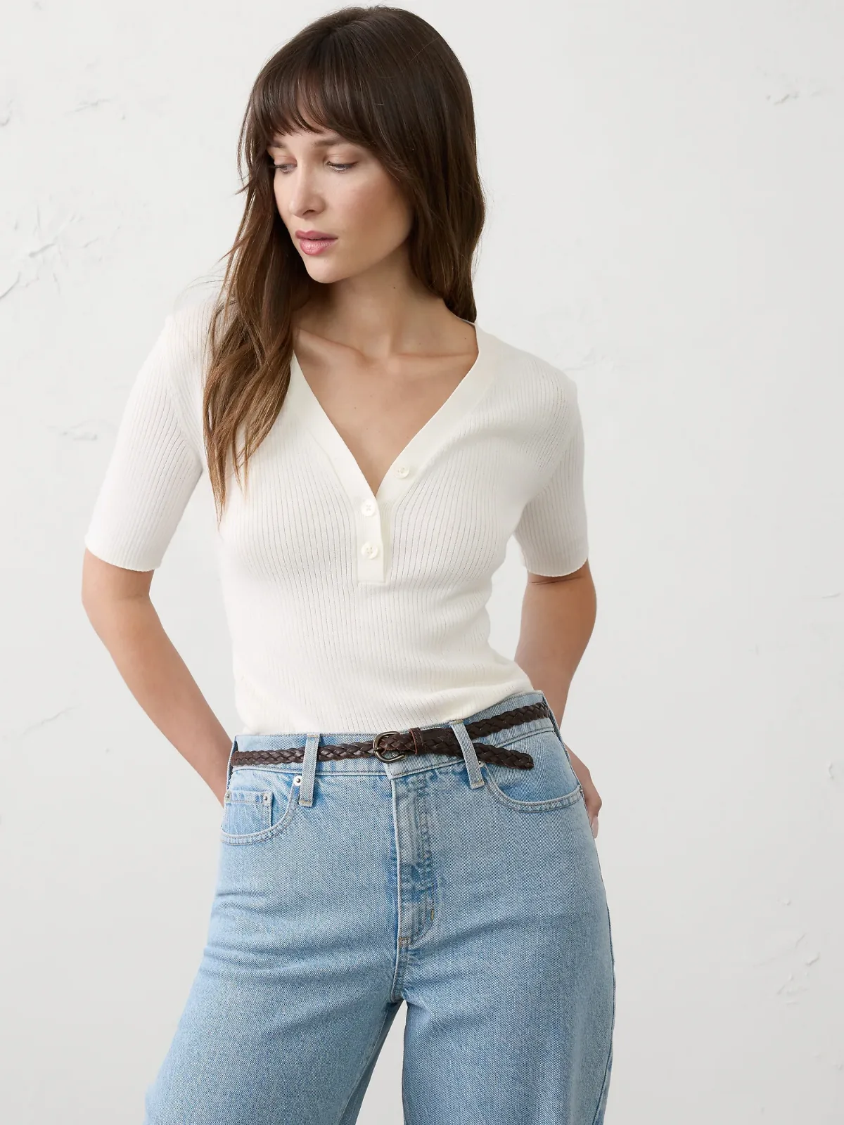 Ribbed Sweater Henley by Banana Republic