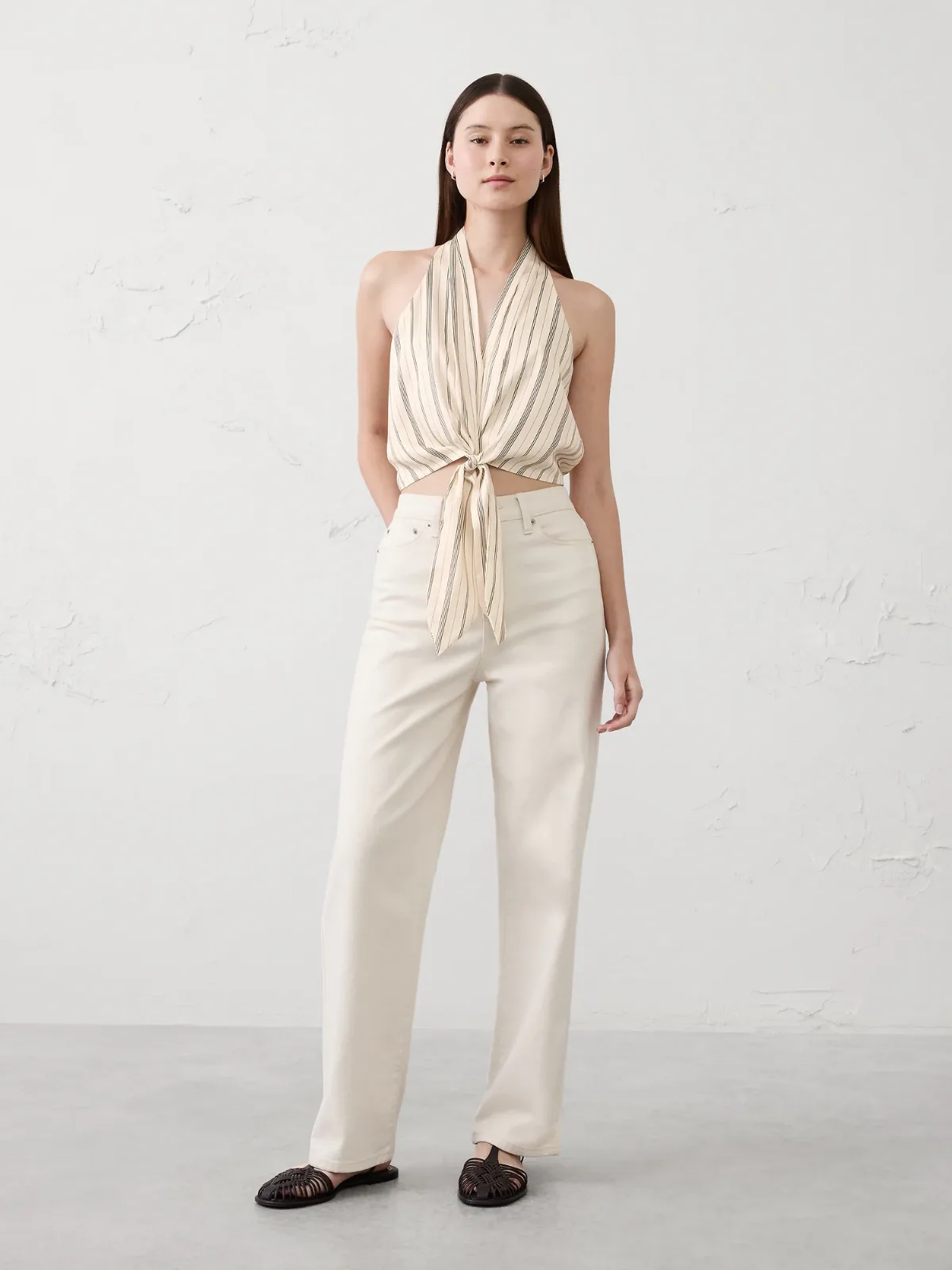 Silky Tie-Front Top by Banana Republic