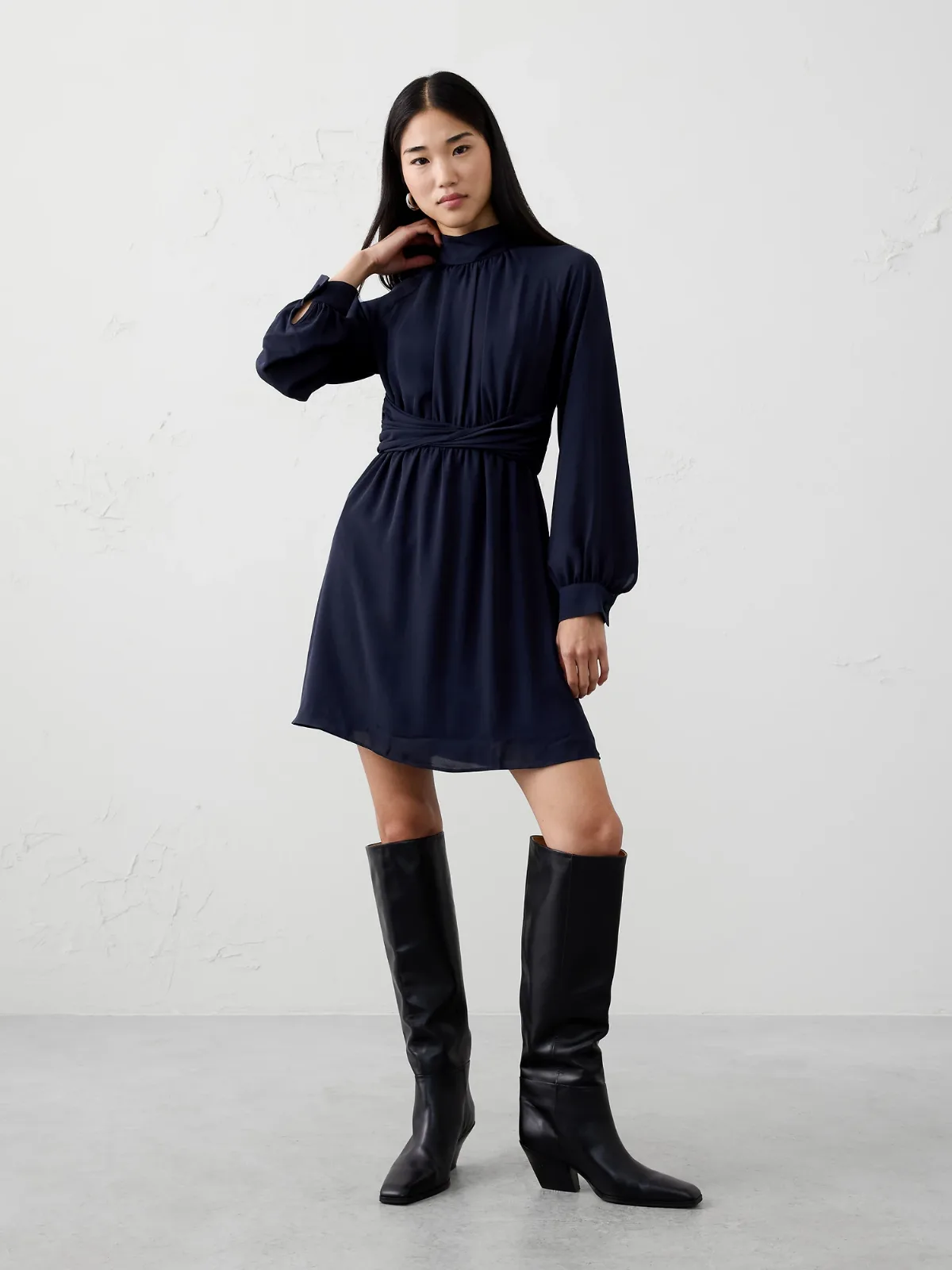 Twisted-Waist Mini Dress