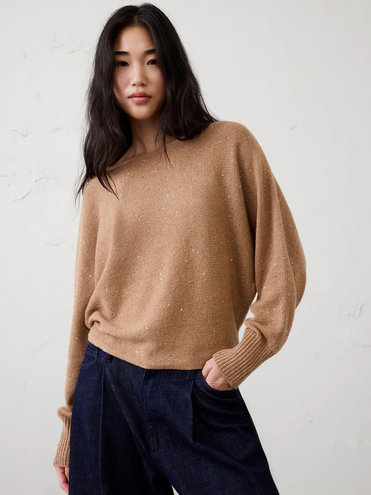 Sequin Boatneck Pullover Sweater by Banana Republic