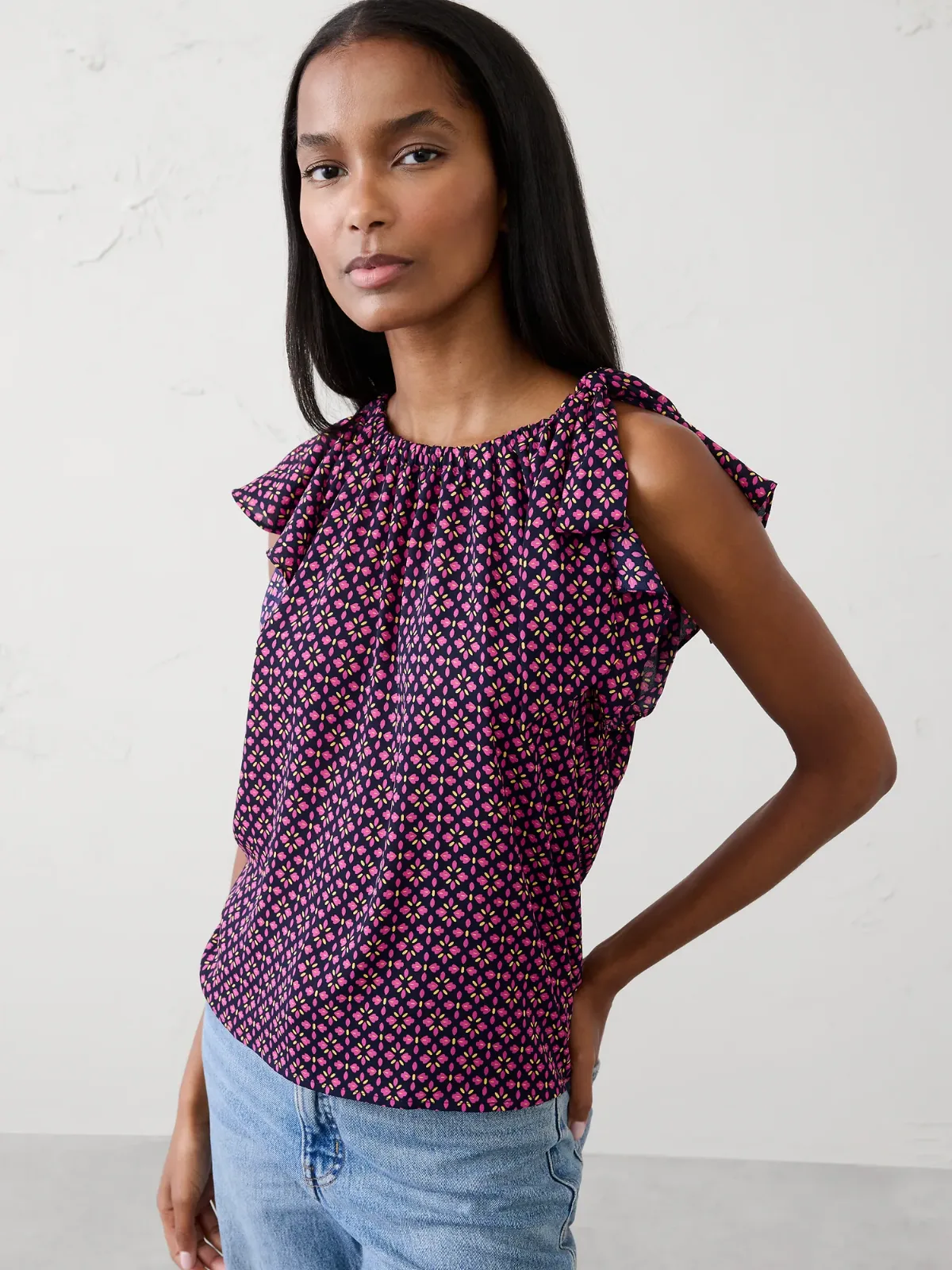 Georgette Tied-Shoulder Top by Banana Republic