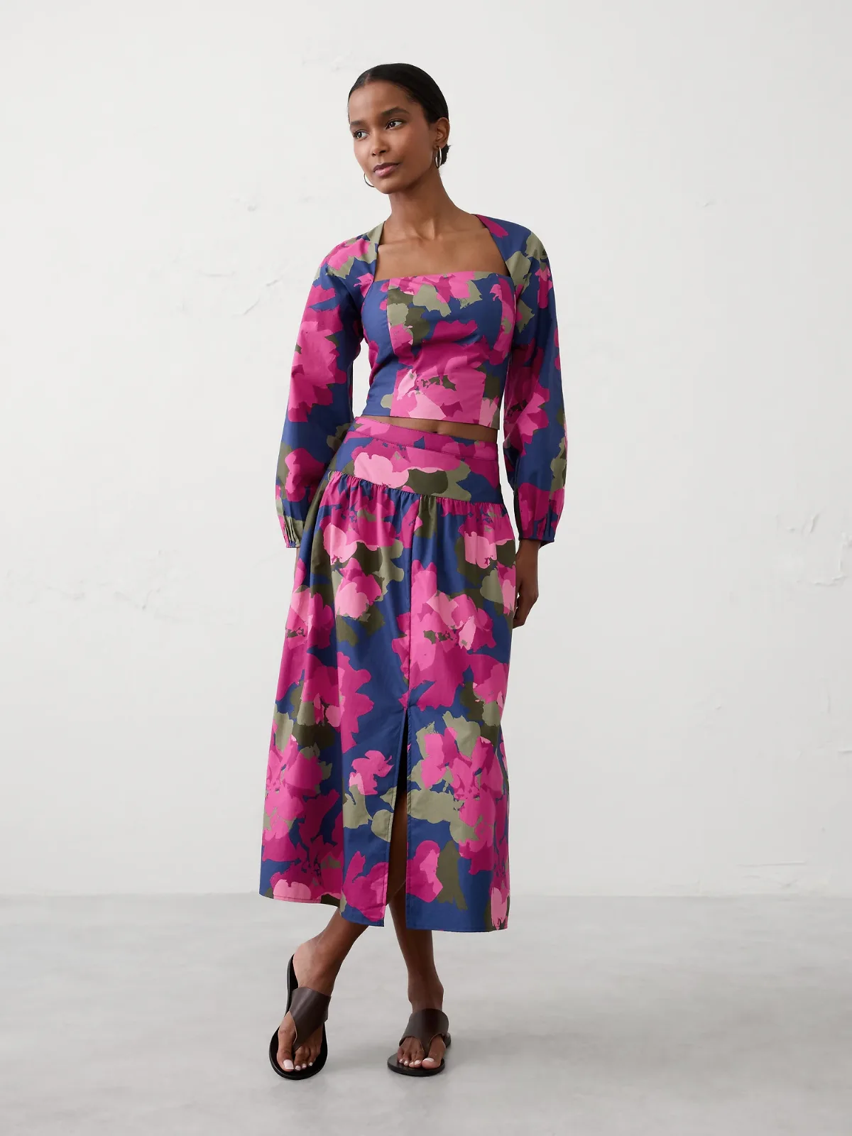 Poplin Dropped-Waist Maxi Skirt by Banana Republic