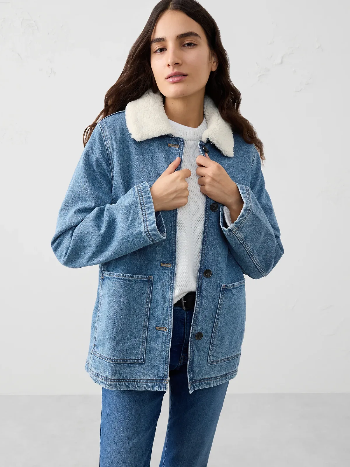 Sherpa Collar Denim Jacket by Banana Republic
