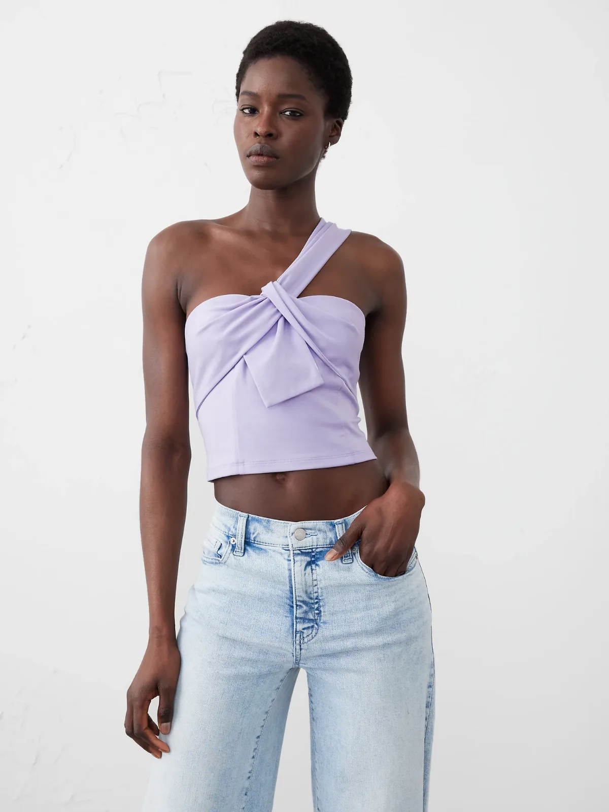 Knotted One-Shoulder Cropped Bustier by Banana Republic