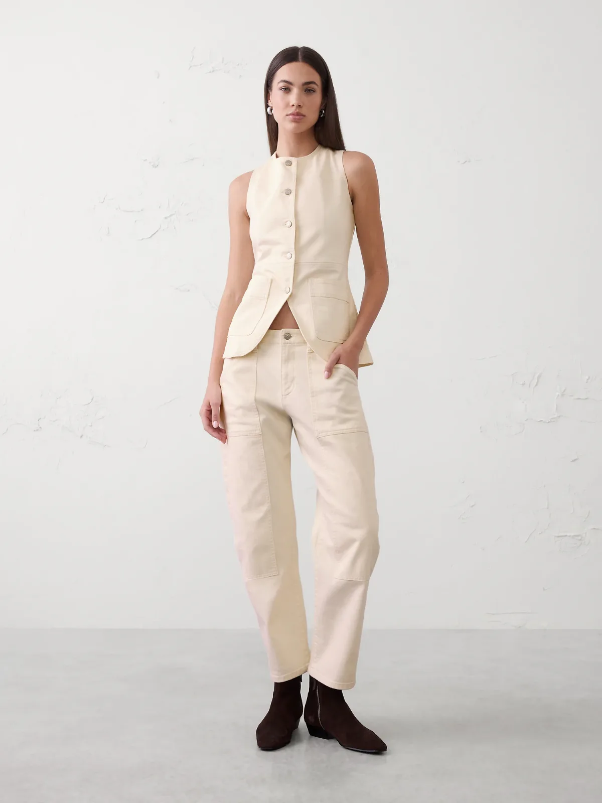Long Denim Vest by Banana Republic
