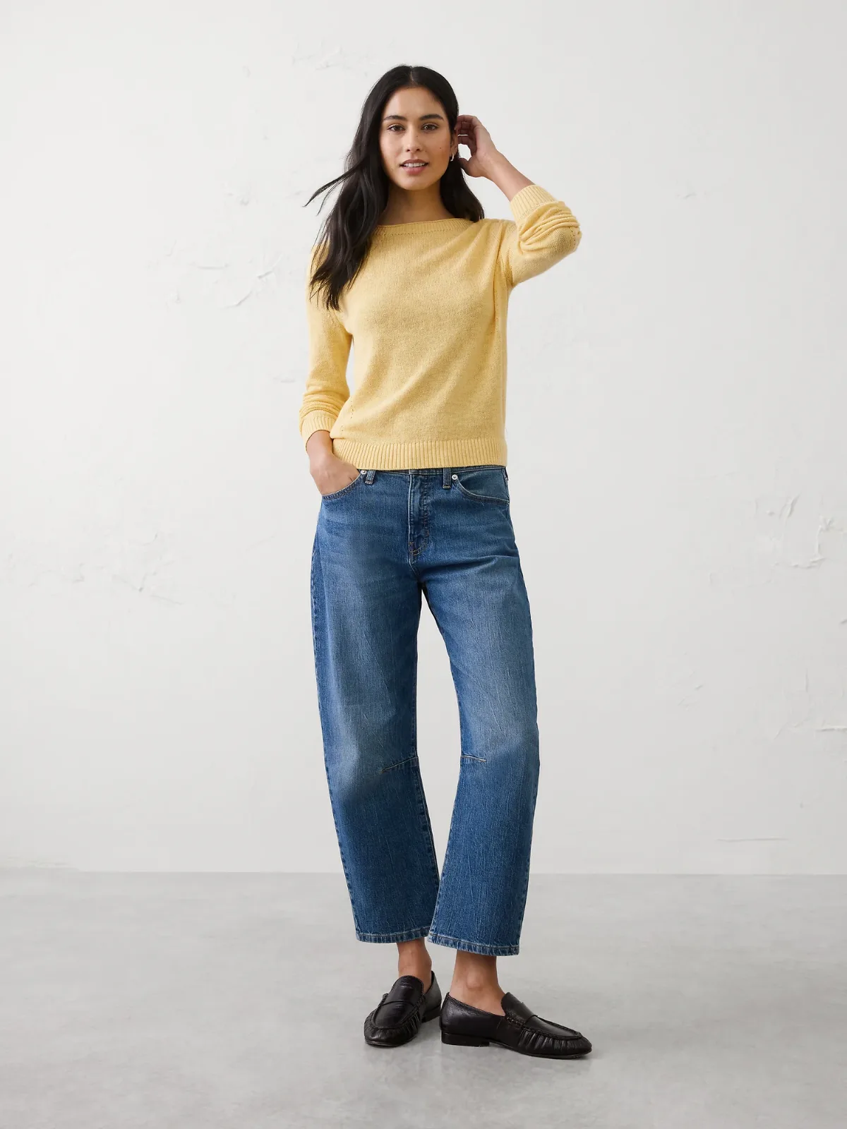 Ramie-Cotton Pointelle Sweater by Banana Republic