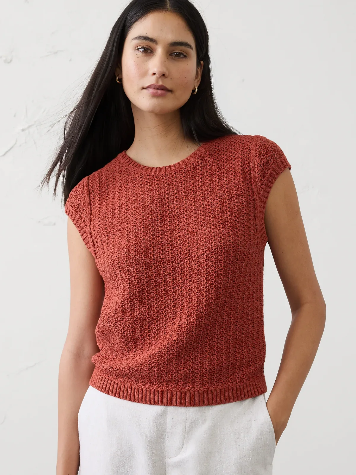 Cotton-Blend Textured Sweater by Banana Republic