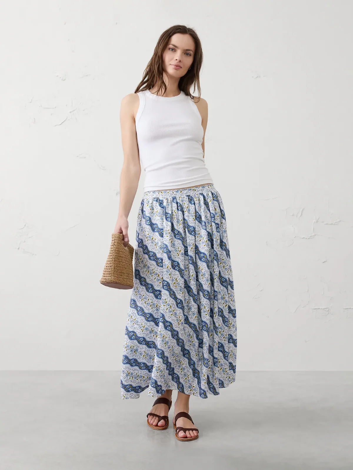 Silky Slub Midi Skirt by Banana Republic