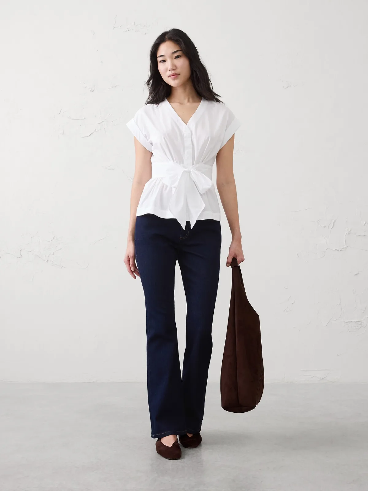 Poplin Tie-Front Top by Banana Republic