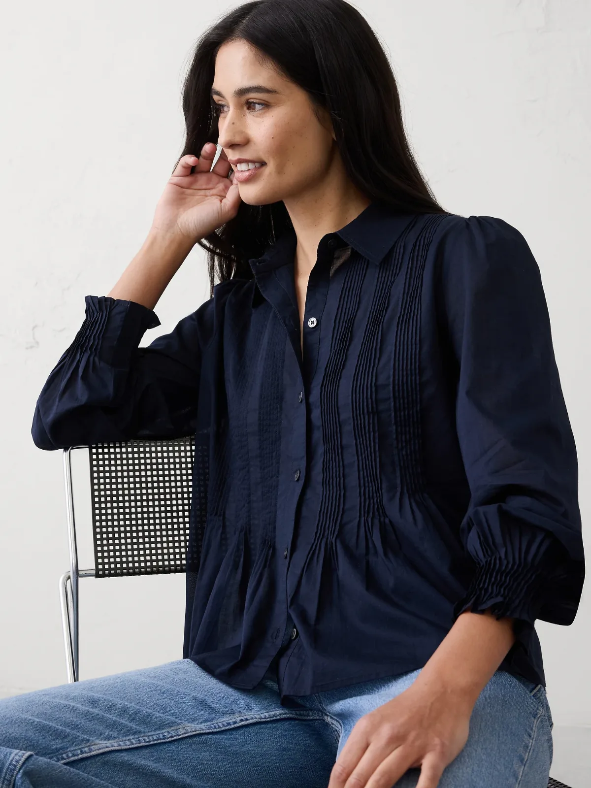 Fine Pintuck Voile Shirt