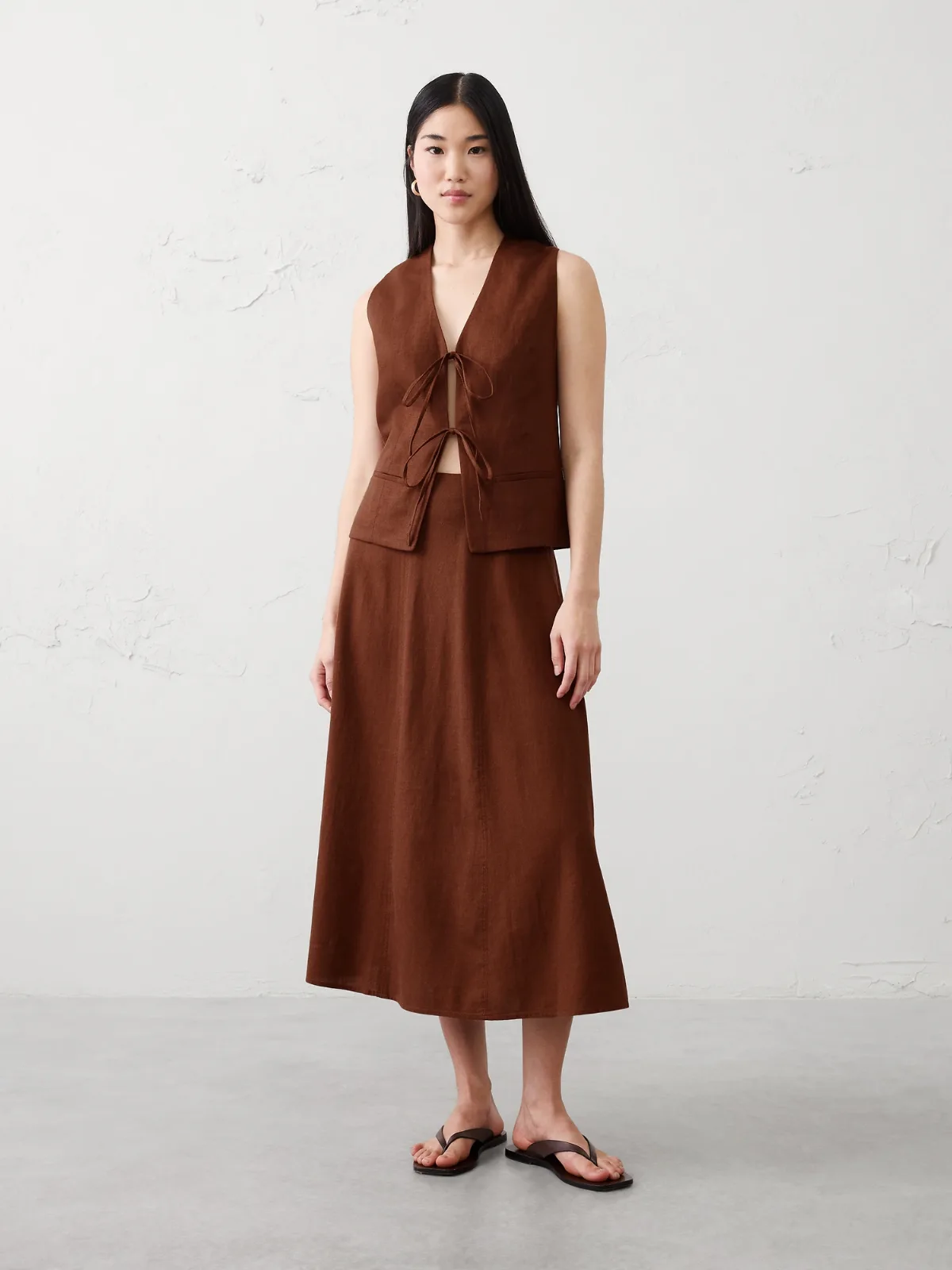 Linen-Blend Tie-Front Vest by Banana Republic