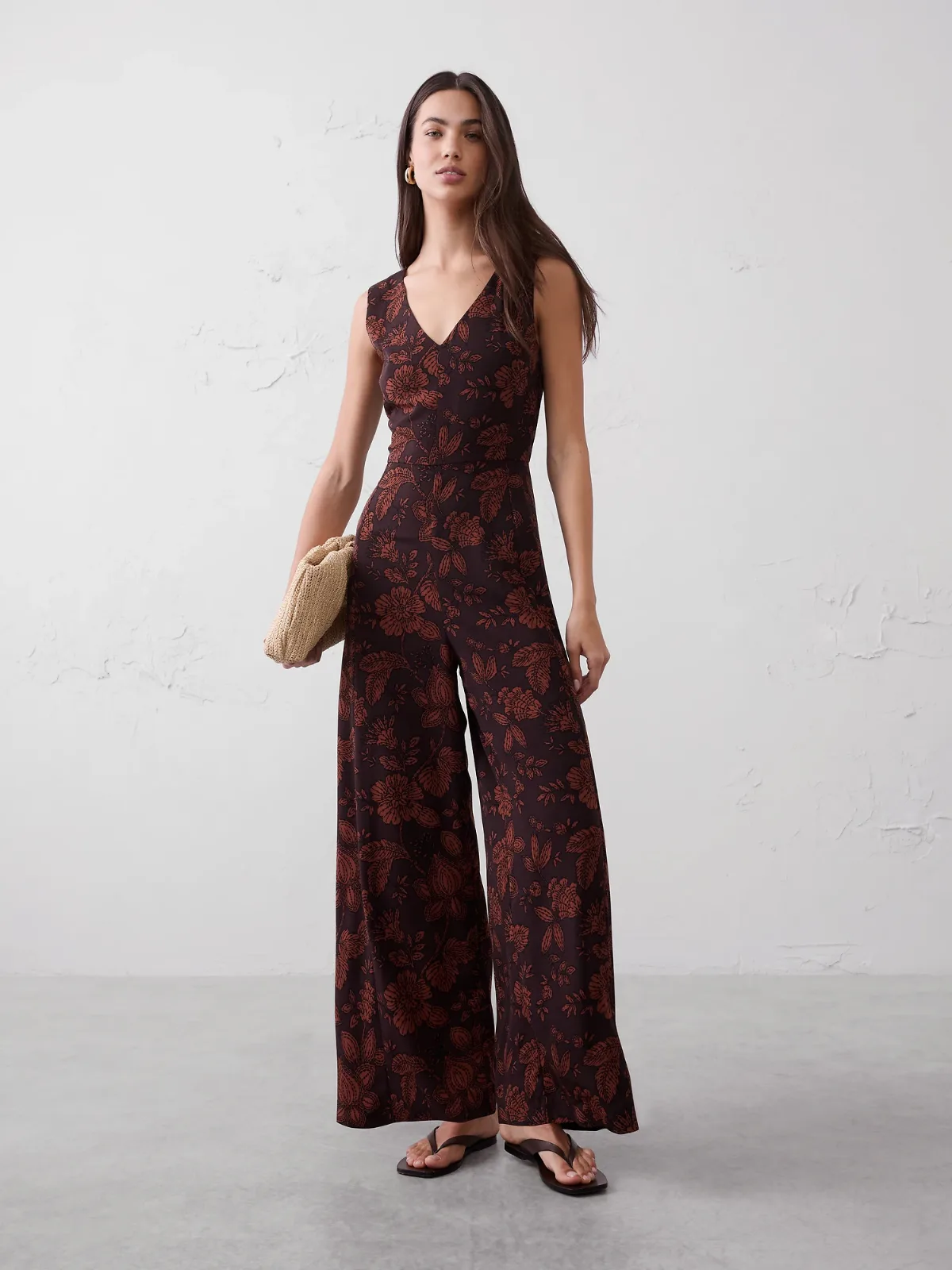 Crepe V-Neck Jumpsuit by Banana Republic