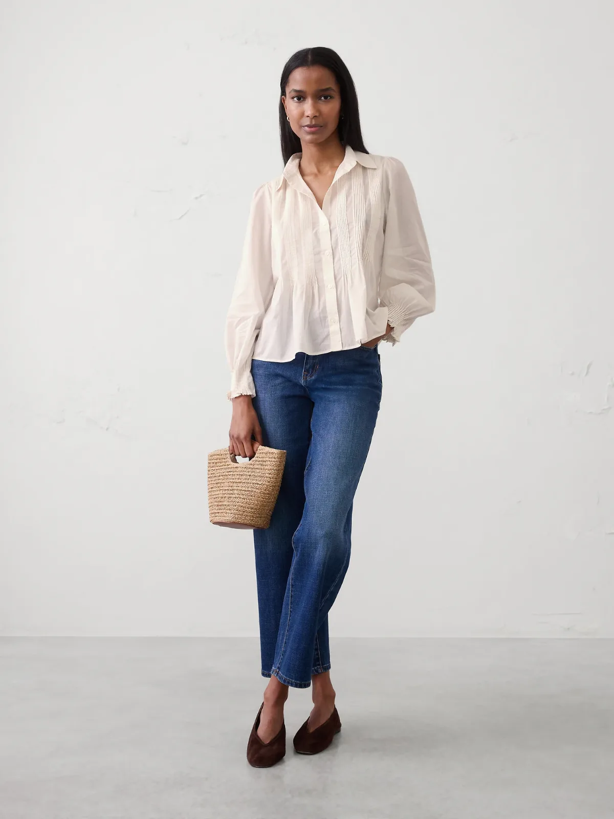 Fine Pintuck Voile Shirt by Banana Republic