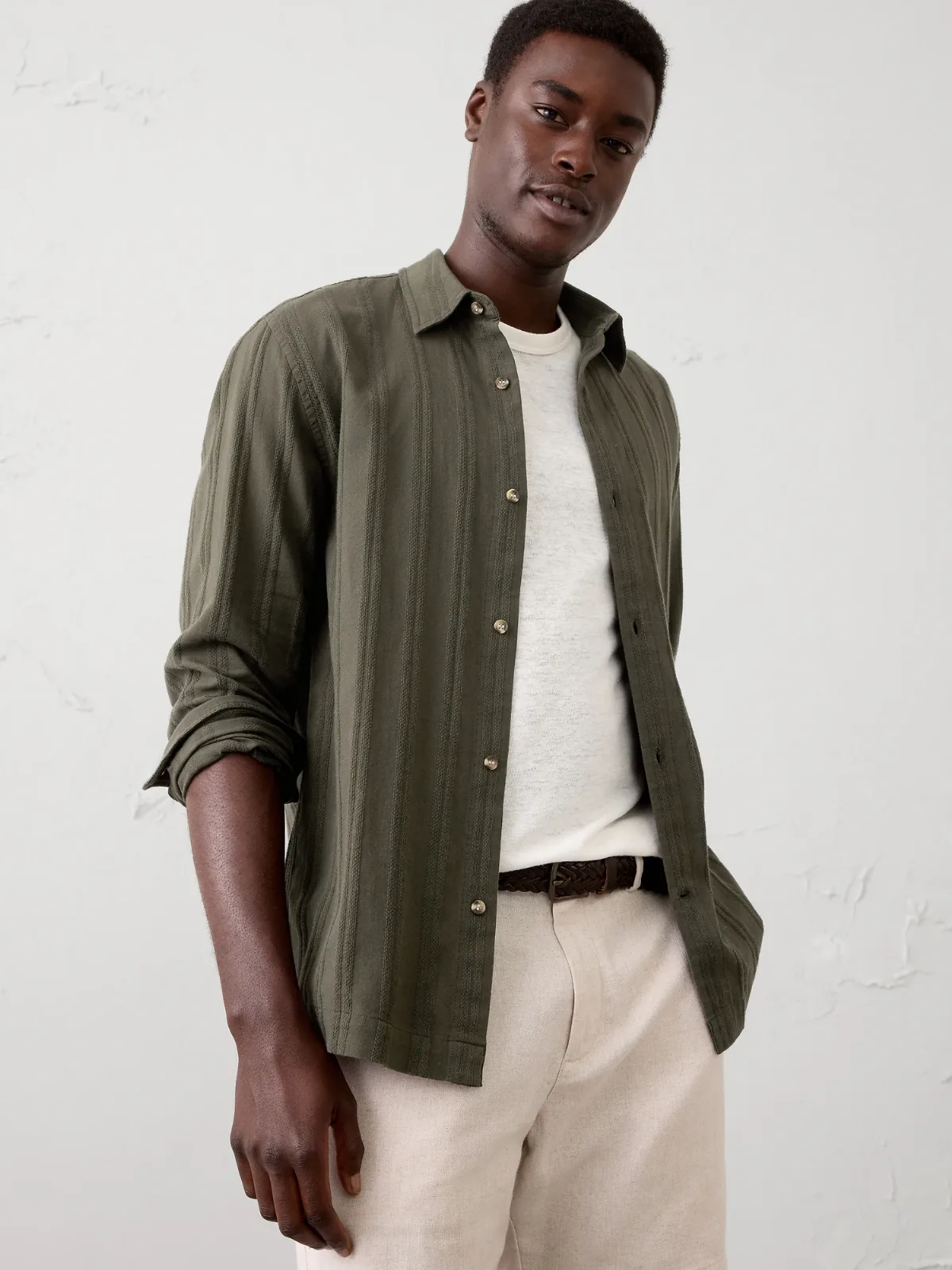 Standard-Fit Textured Resort Shirt by Banana Republic