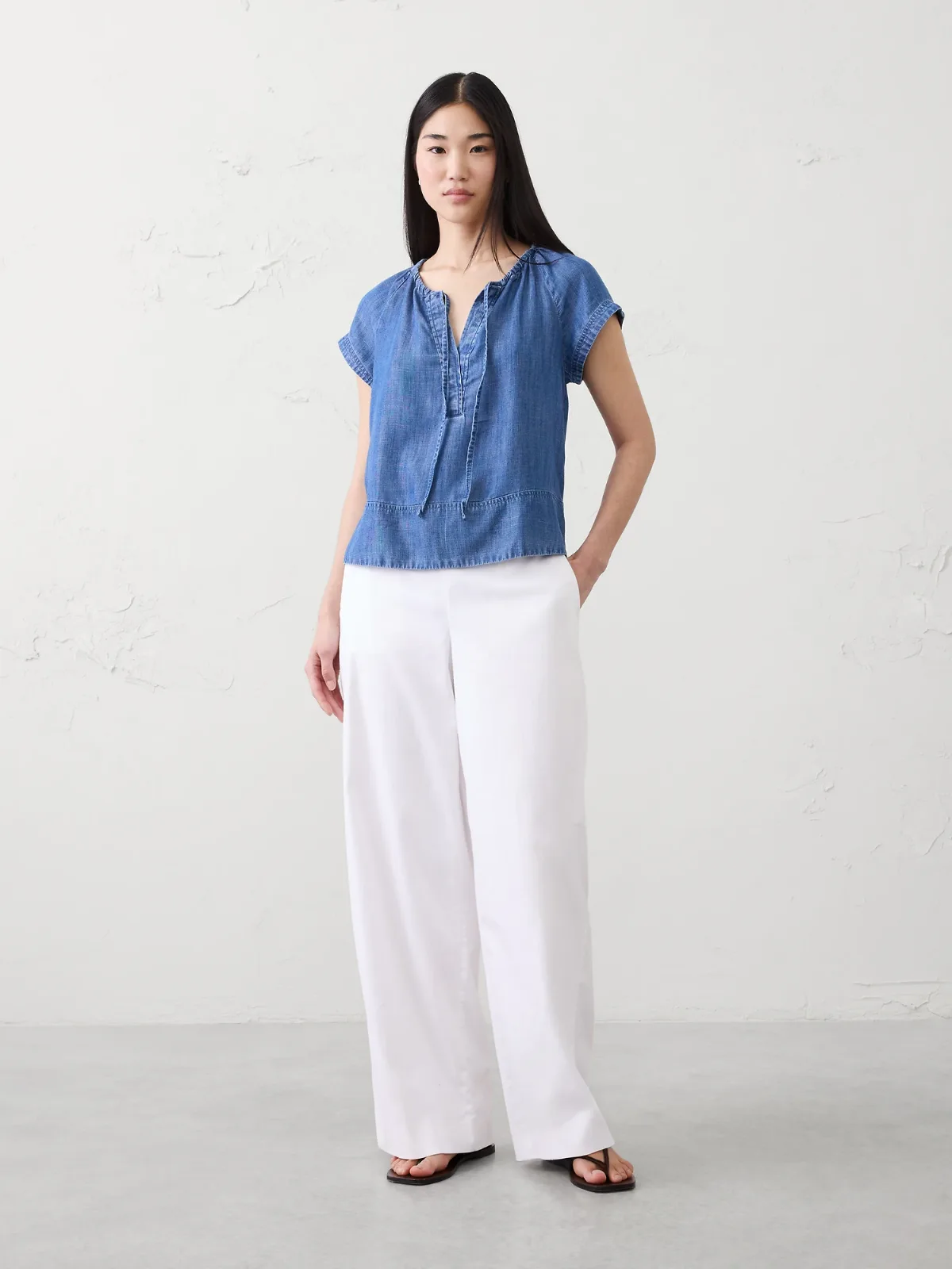 Shirred Popover Top by Banana Republic