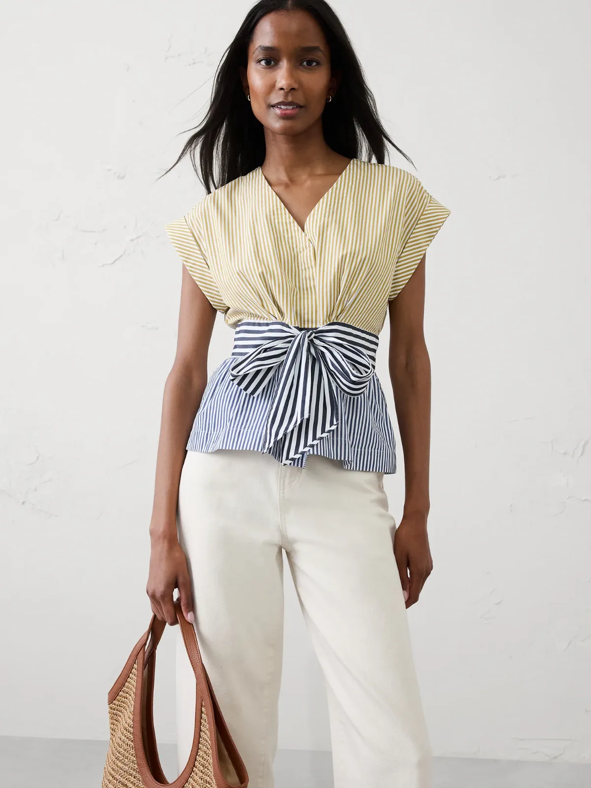 Poplin Tie-Front Top