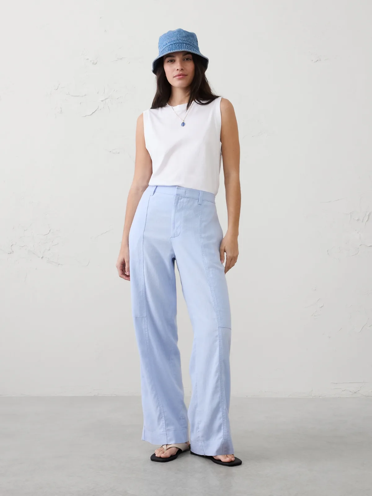 Straight High-Rise Linen-Blend Utility Pant by Banana Republic