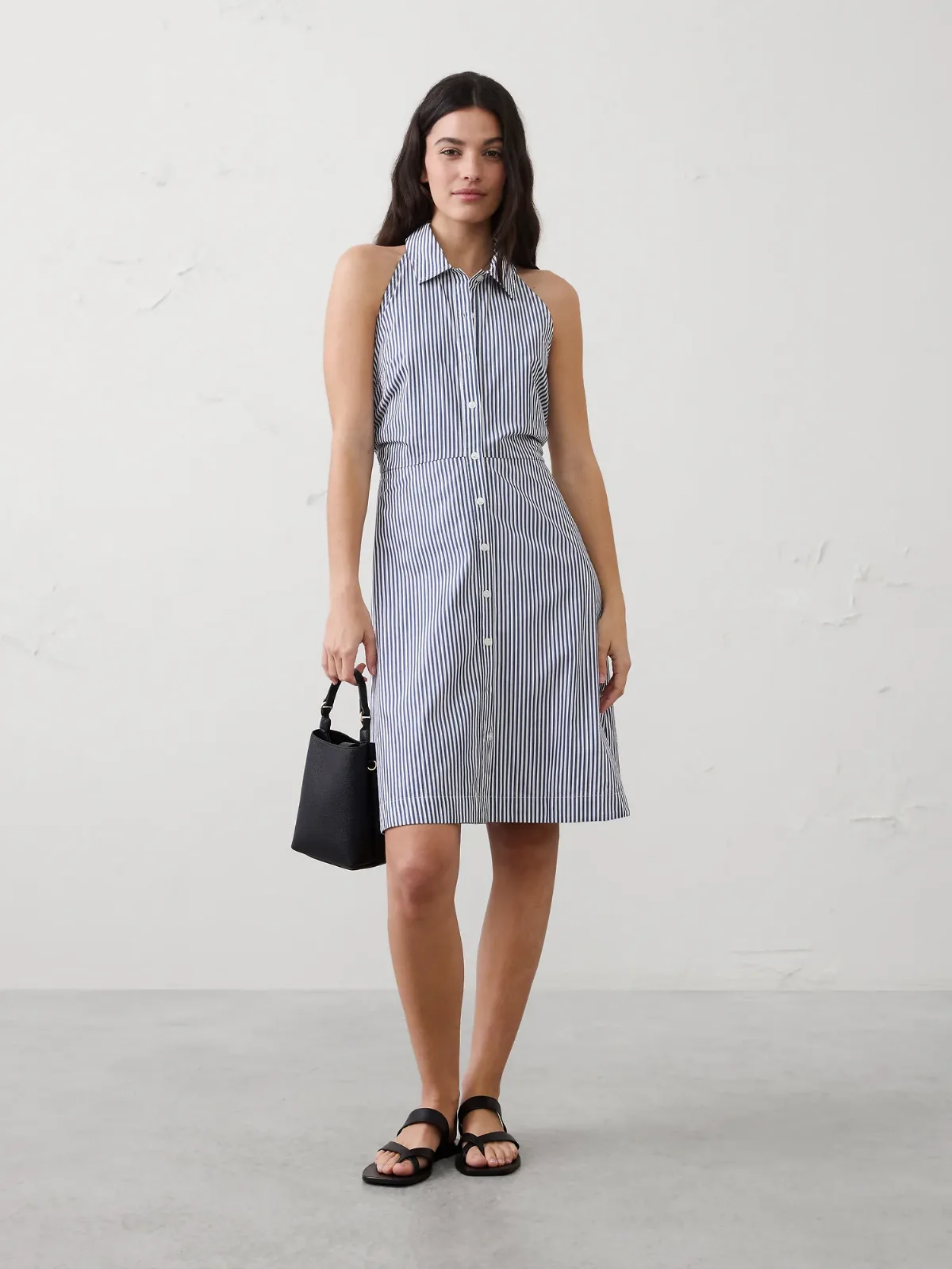 Shirred-Waist Above-Knee Dress by Banana Republic