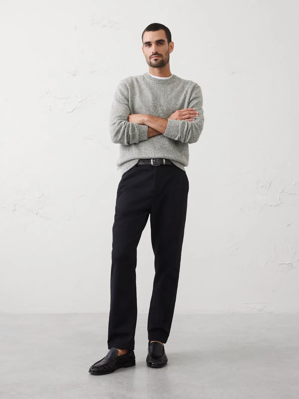 Marled Textured Crew-Neck Sweater by Banana Republic