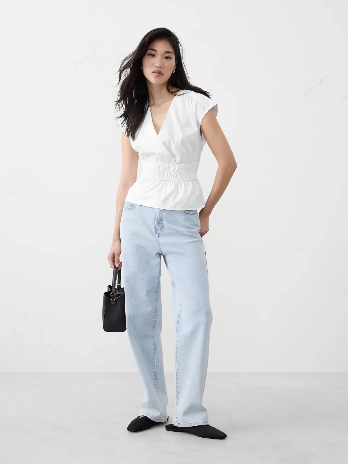 Elastic Surplice Top by Banana Republic