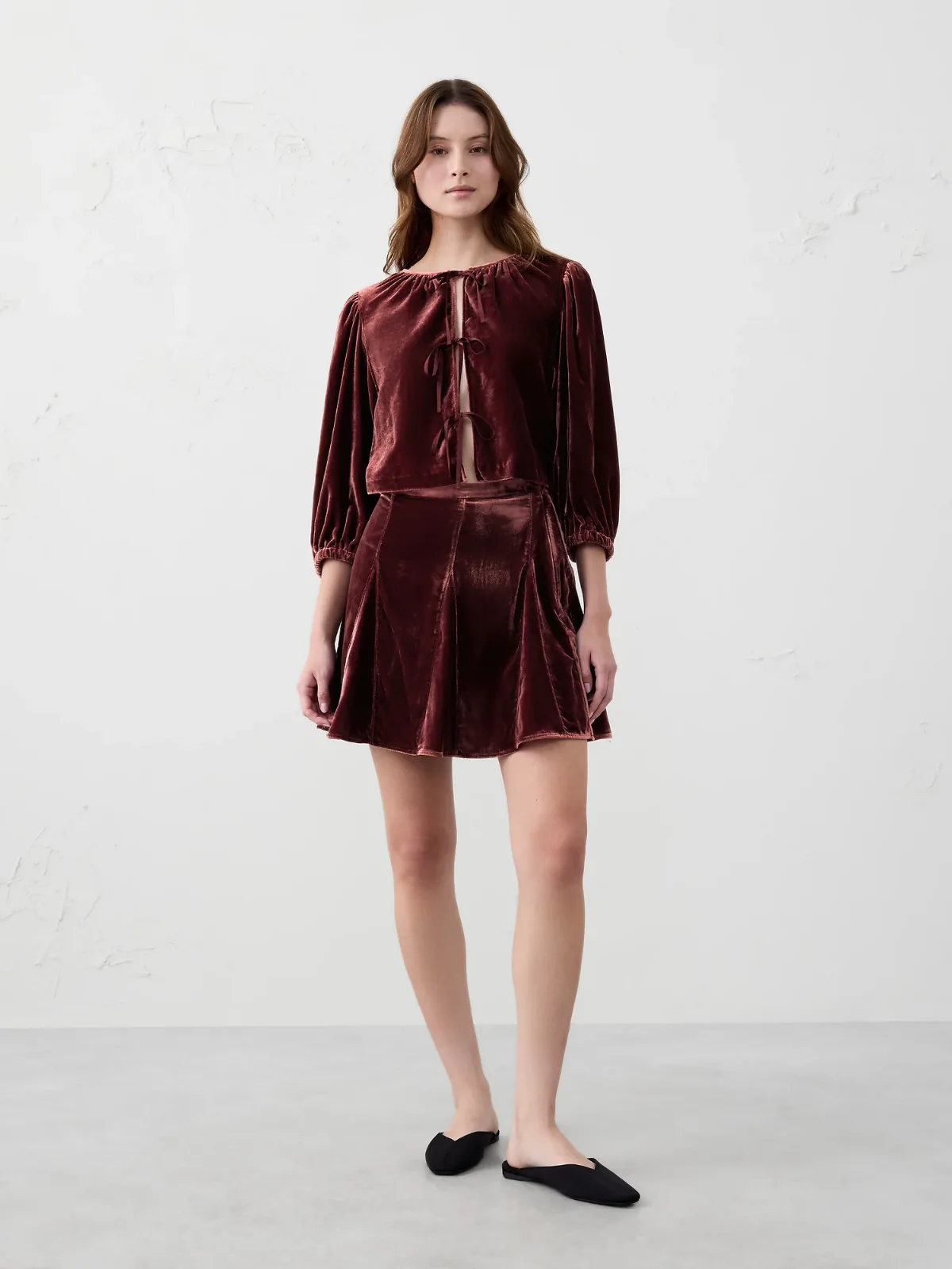 Godet Velvet Mini Skirt by Banana Republic