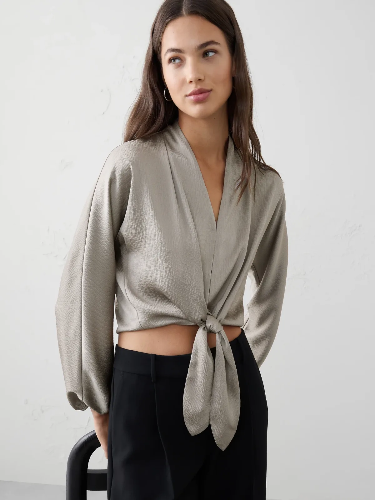 Silky Bubble-Sleeve Top by Banana Republic