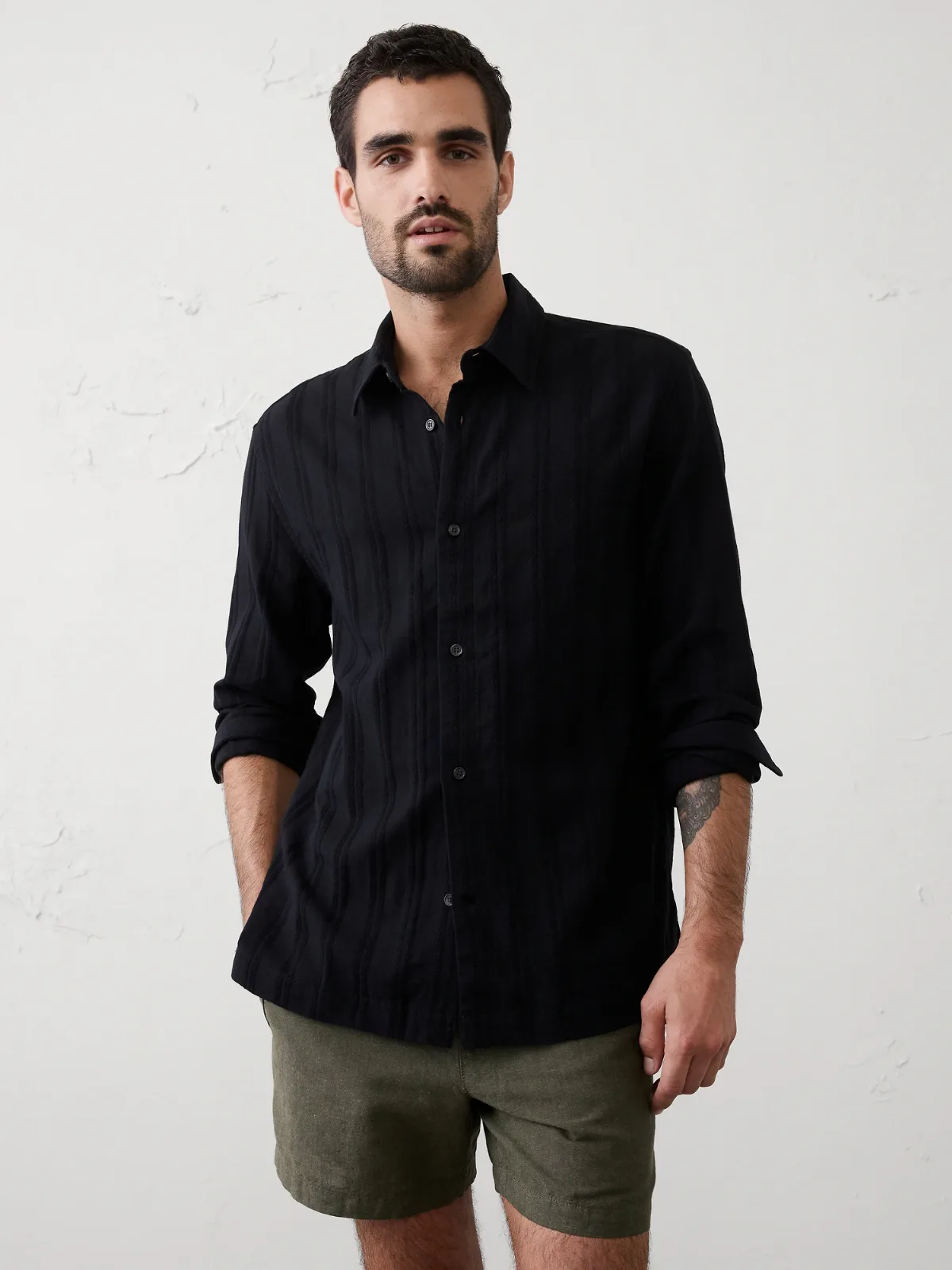 Standard-Fit Textured Resort Shirt by Banana Republic