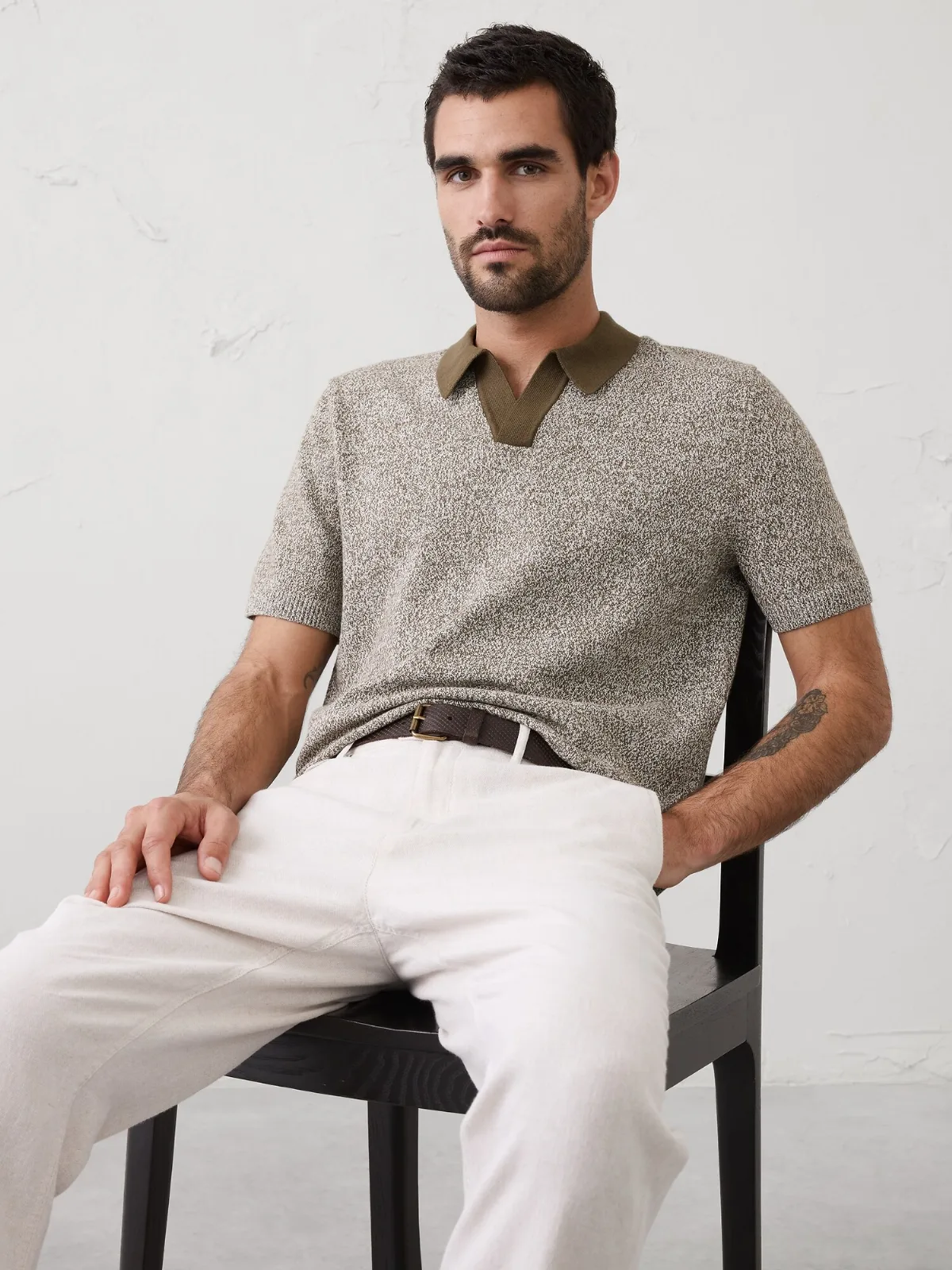 Johnny Collar Marled Sweater Polo by Banana Republic