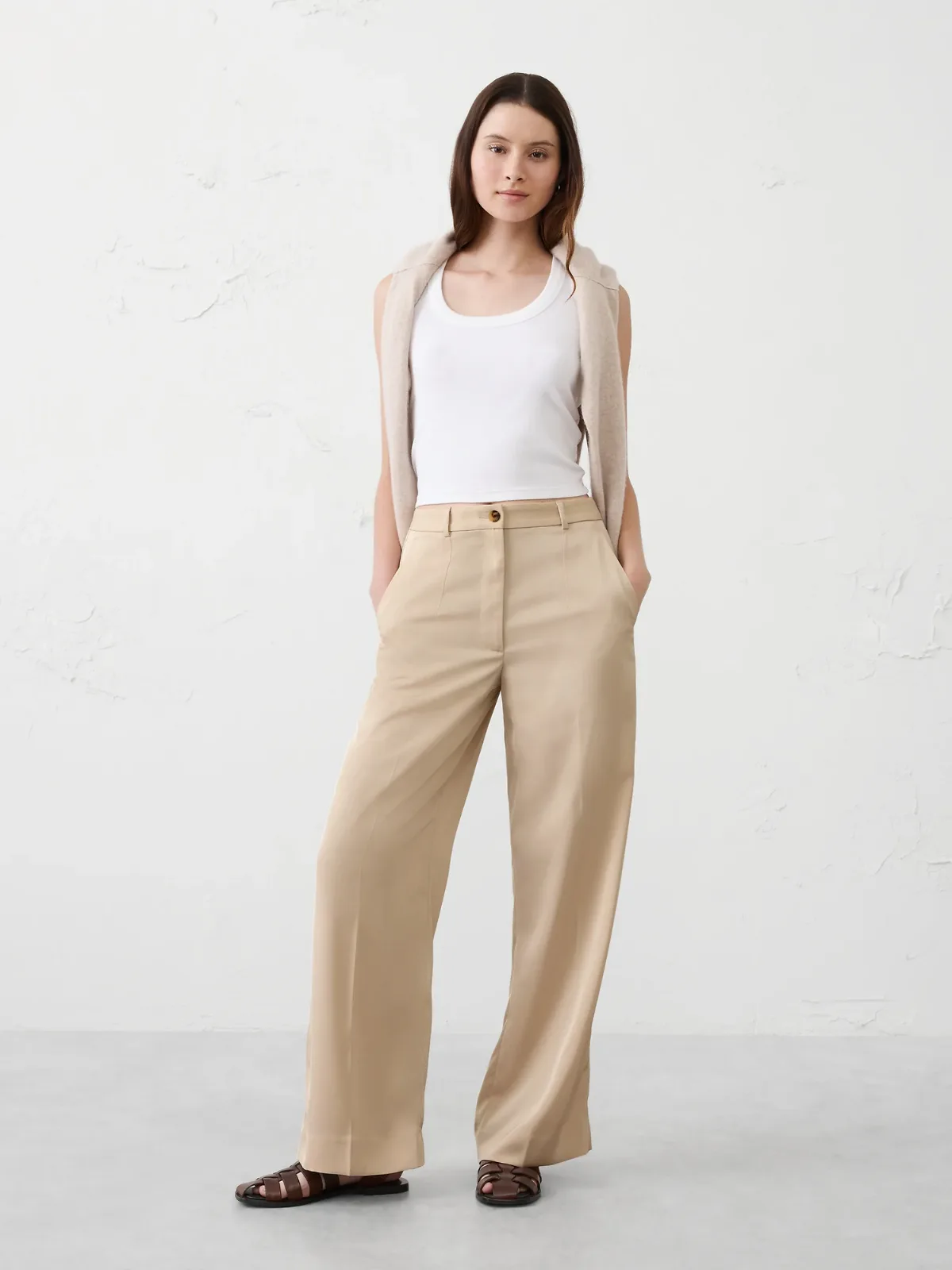 Wide-Leg High-Rise Sheen Trouser by Banana Republic