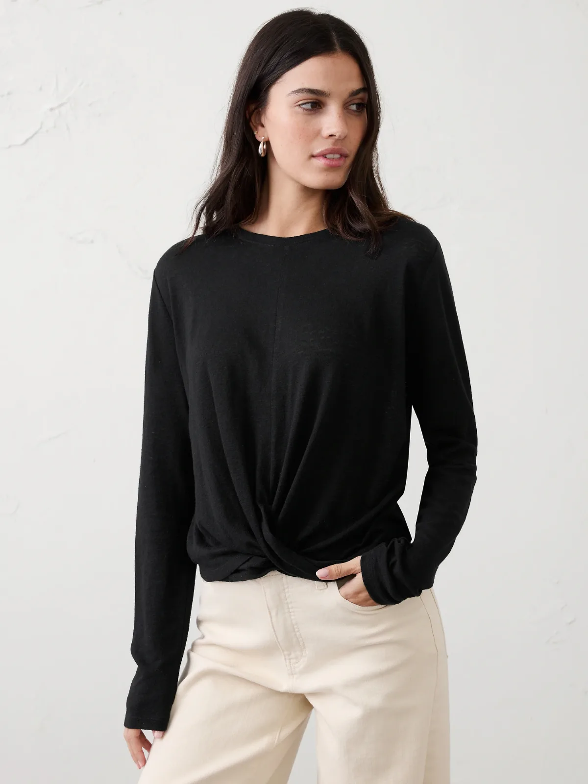 Linen-Blend Twist T-Shirt by Banana Republic