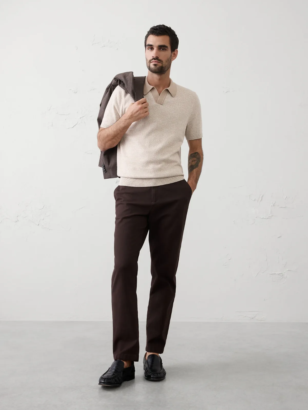 Johnny Collar Marled Sweater Polo
