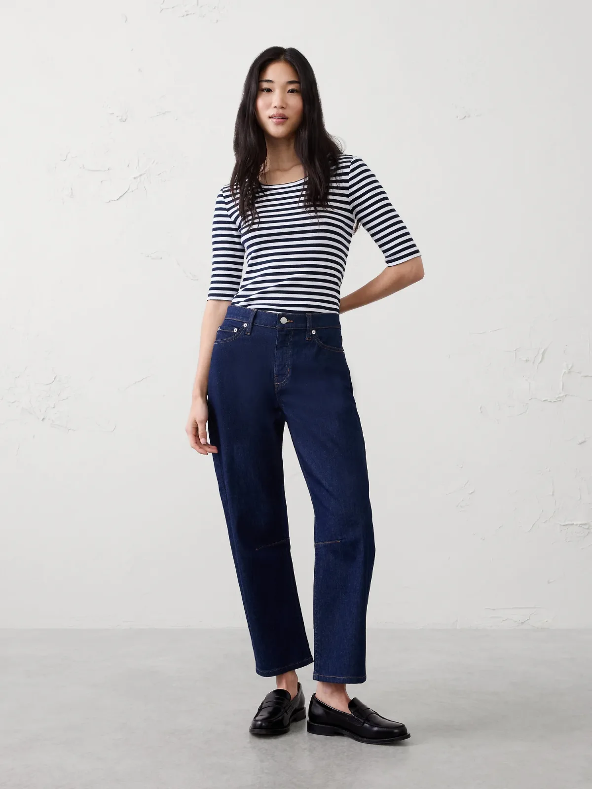 Ribbed Elbow-Sleeve T-Shirt by Banana Republic
