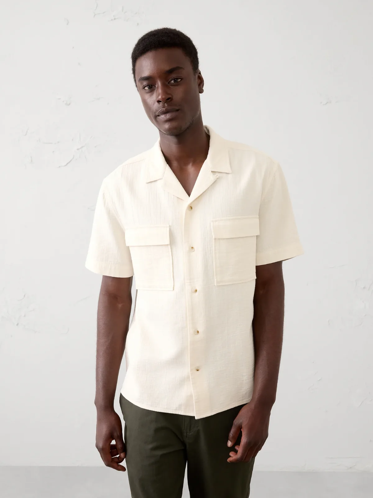 Standard-Fit Double Weave Resort Shirt by Banana Republic