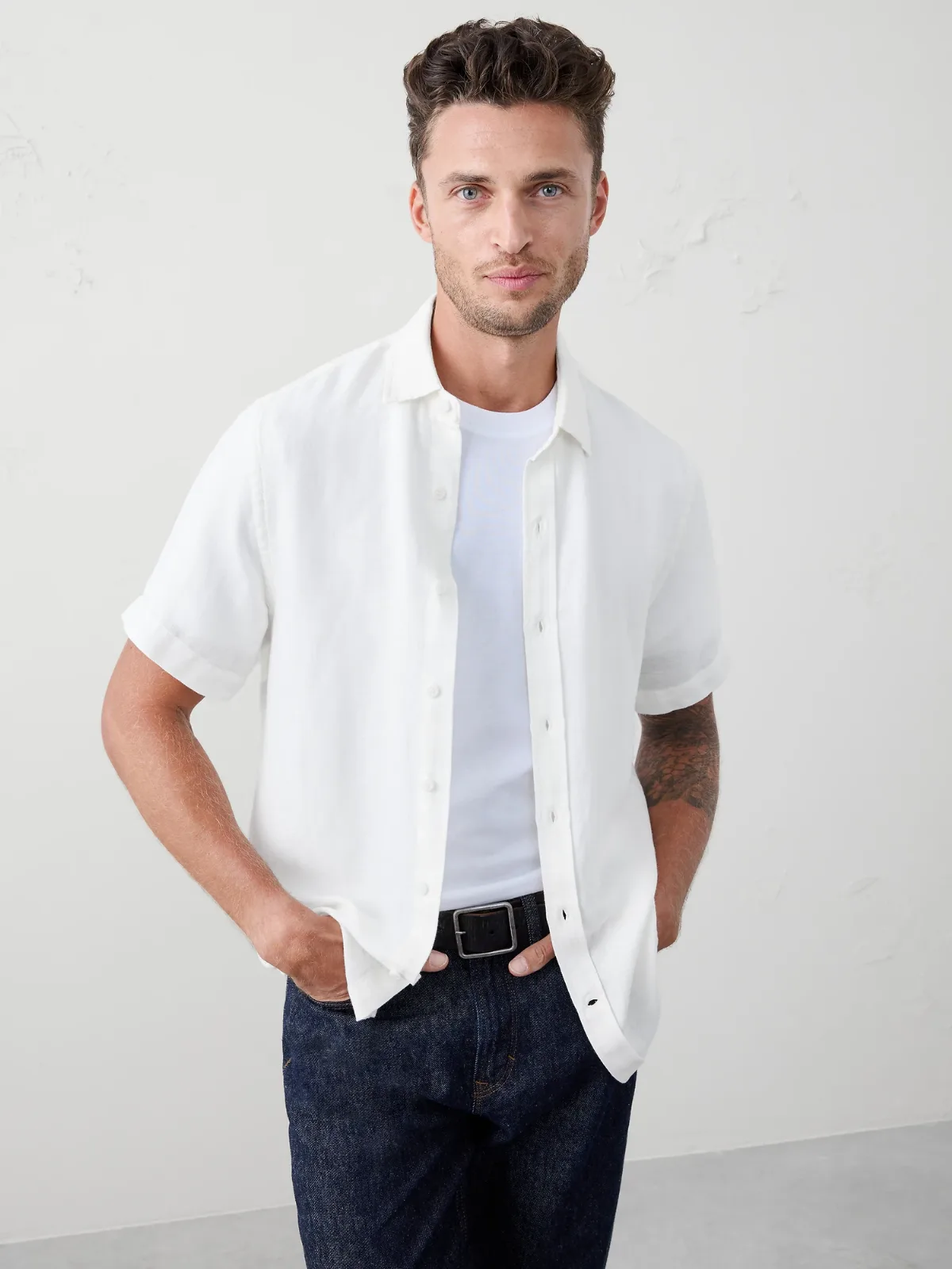 Slim-Fit Linen-Blend Shirt
