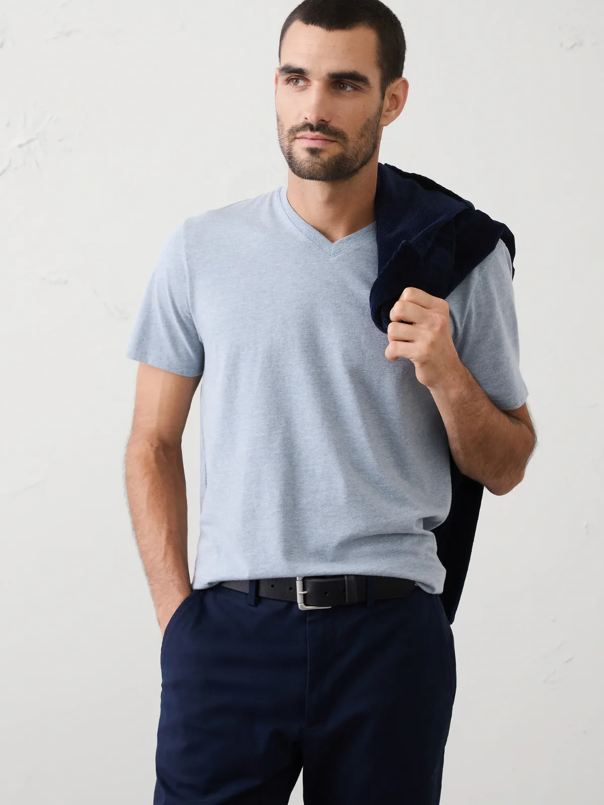 Standard-Fit Premium Wash V-Neck Shirt by Banana Republic